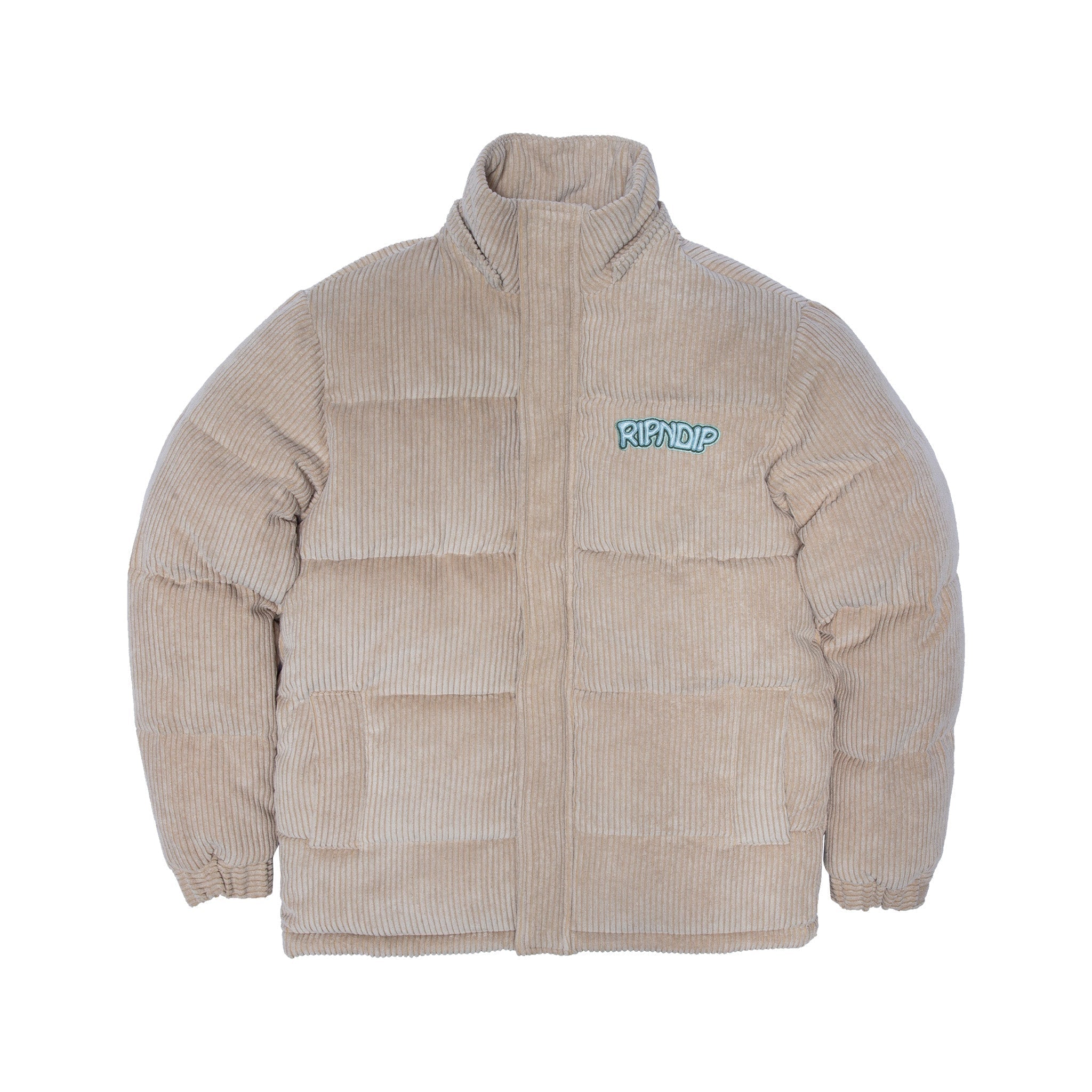 Intertwined Corduroy Puffer Jacket (Khaki)