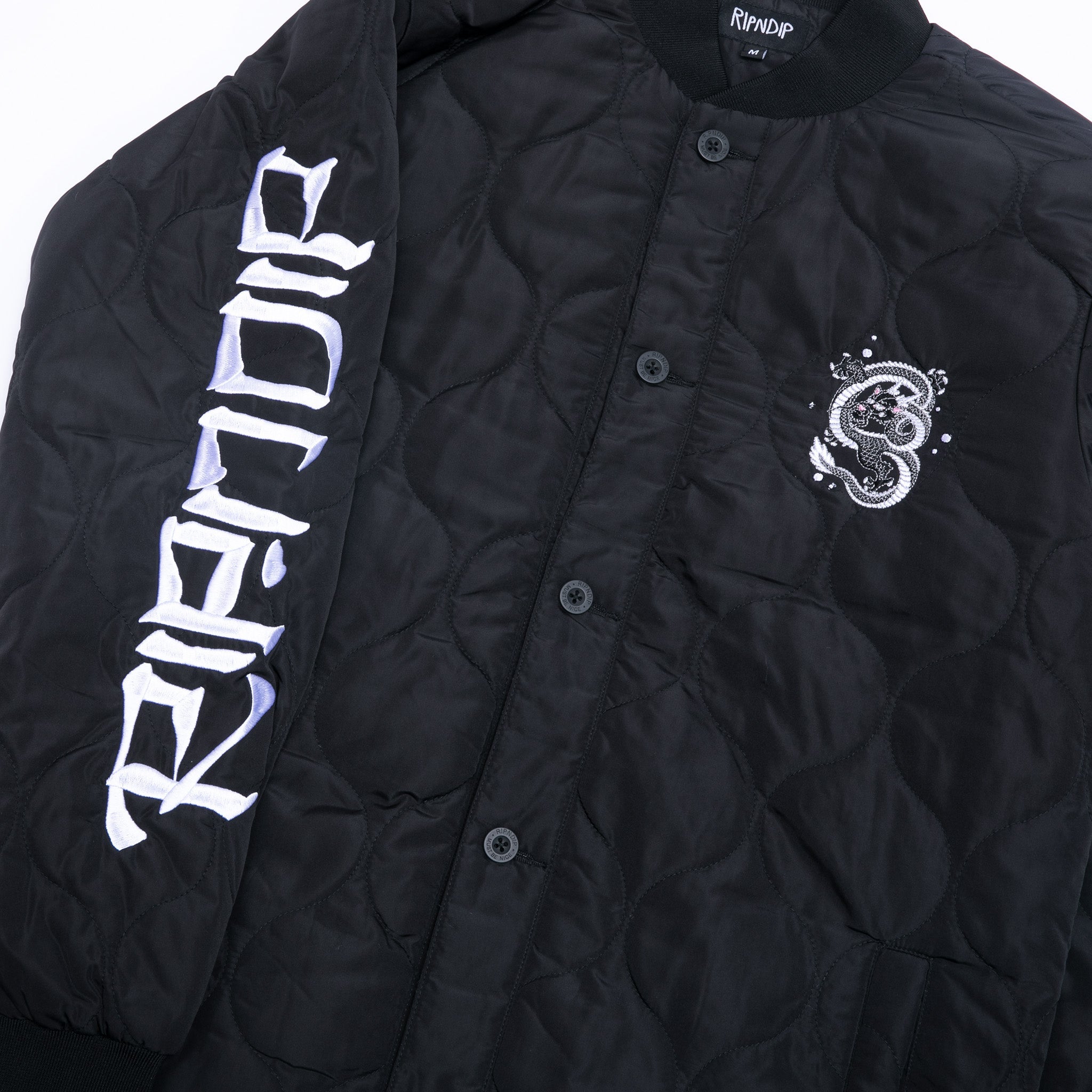 Mystic Jerm Quilted Bomber Jacket (Black)