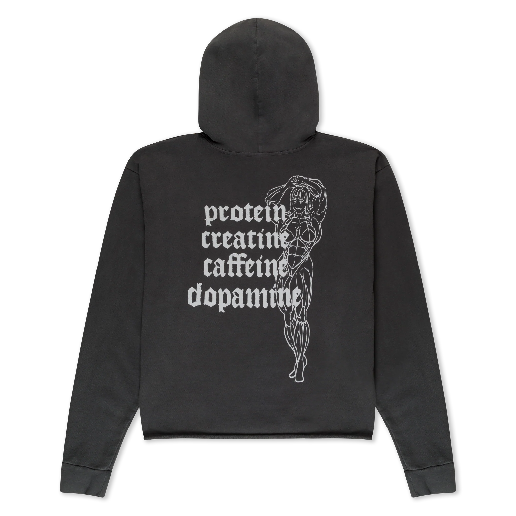 Protein Boxy Cropped 500GSM Hoodie (Gunmetal)