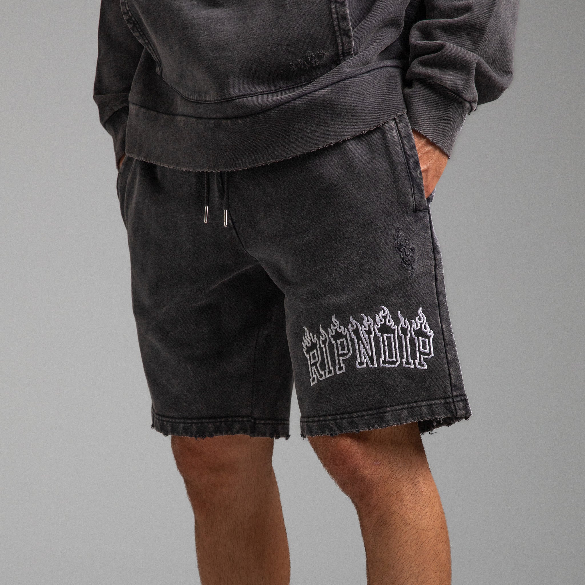 Fire Spirit Sweat Shorts (Black Wash)