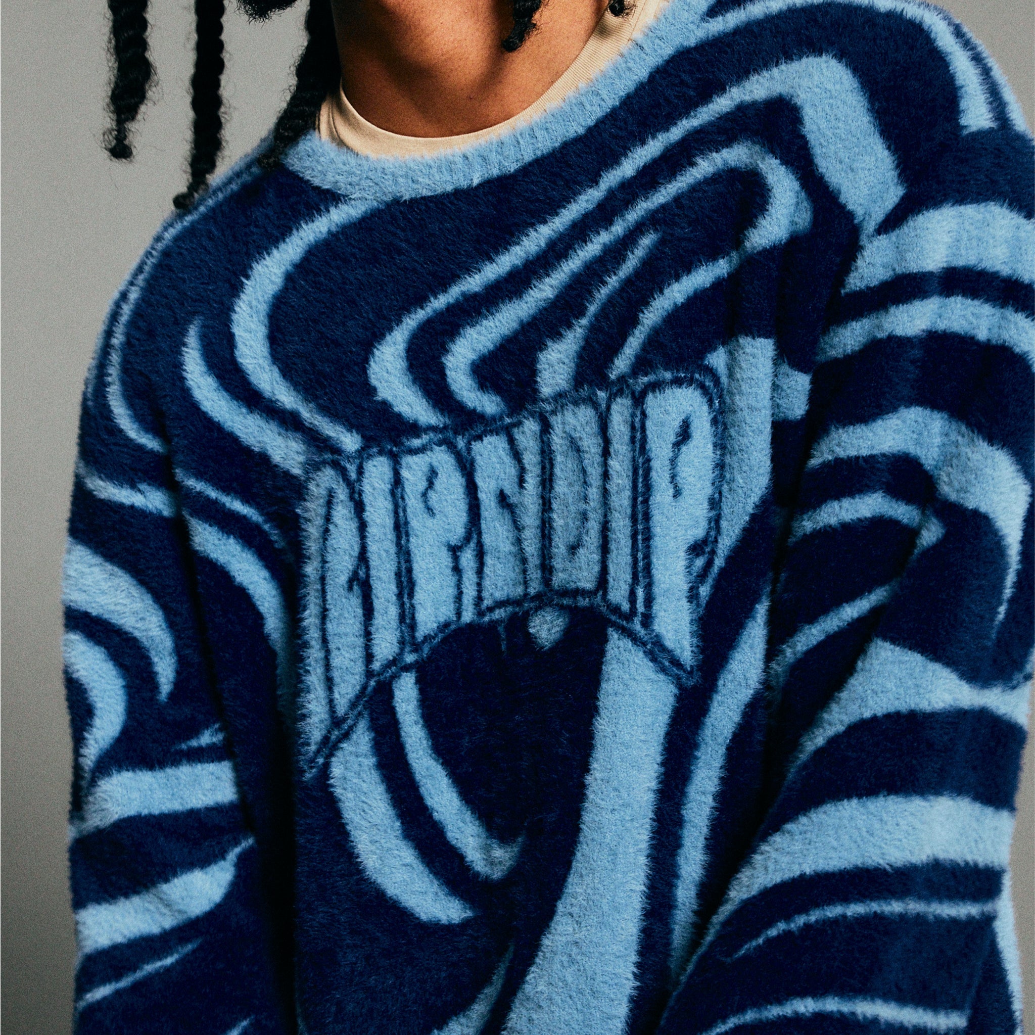 RIPNDIP Psychedelic Mohair Knit Sweater (Dark Slate)