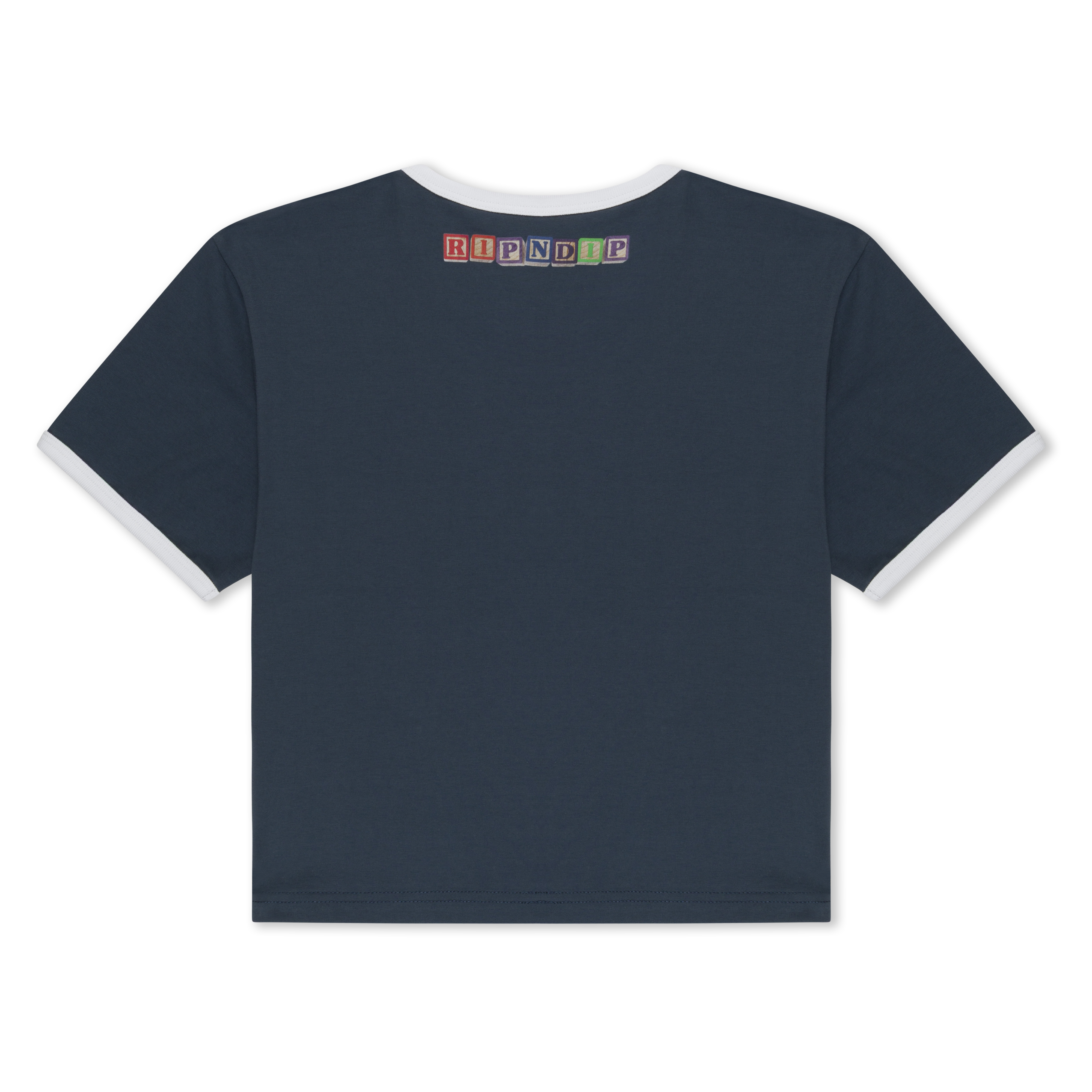 Fuku Cropped Baby Ringer Tee (Navy / White)
