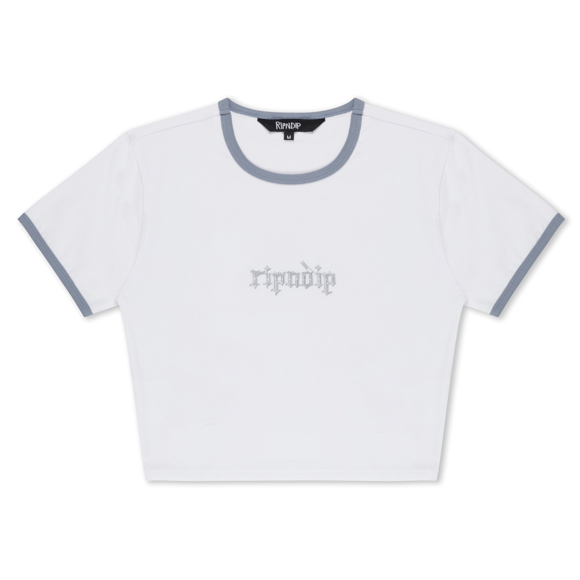 Los Feliz Cropped Ringer Tee (White/Grey)