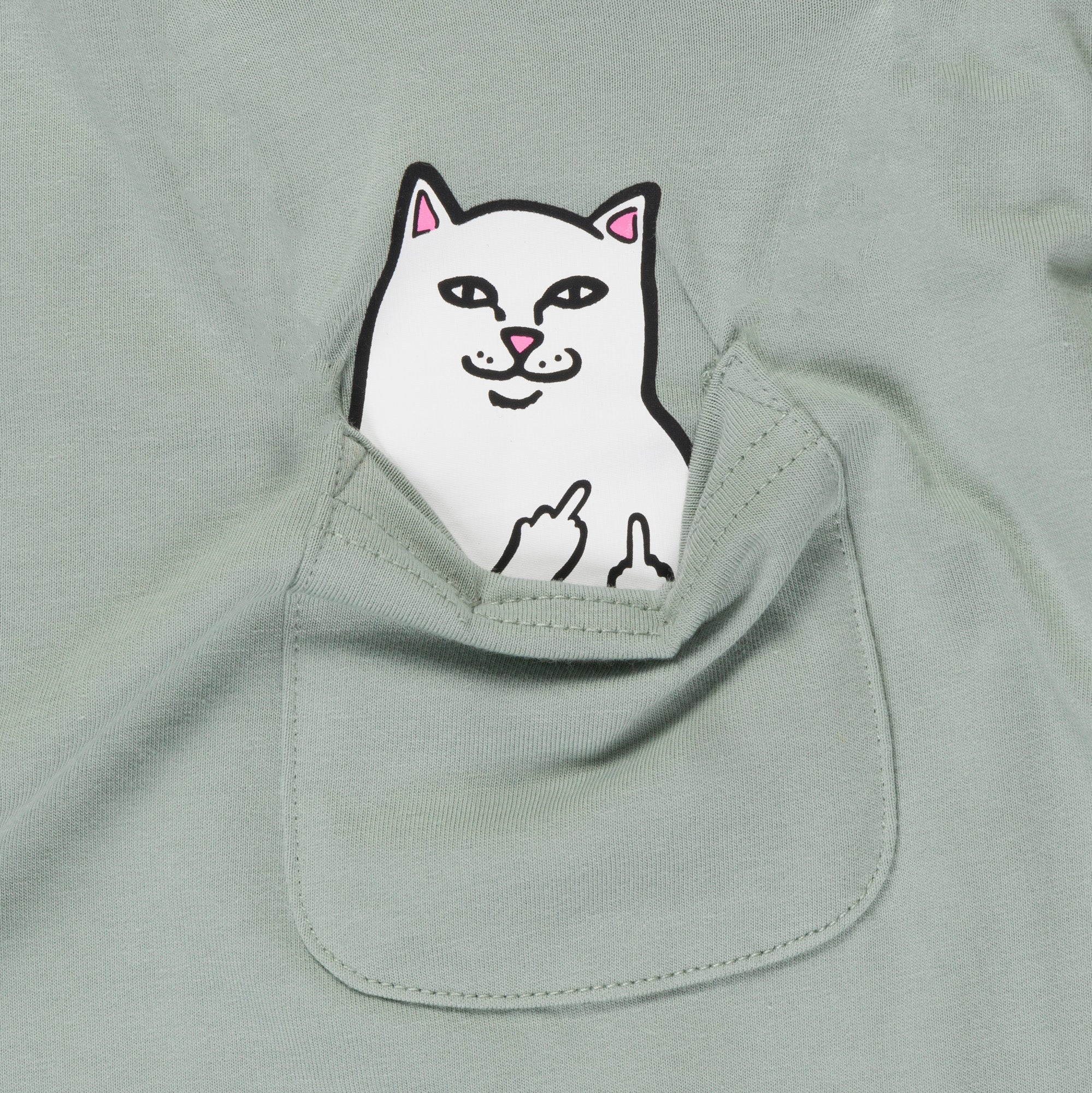 RIPNDIP Lord Nermal Cropped Long Sleeve Pocket Tee (Sage Grey)