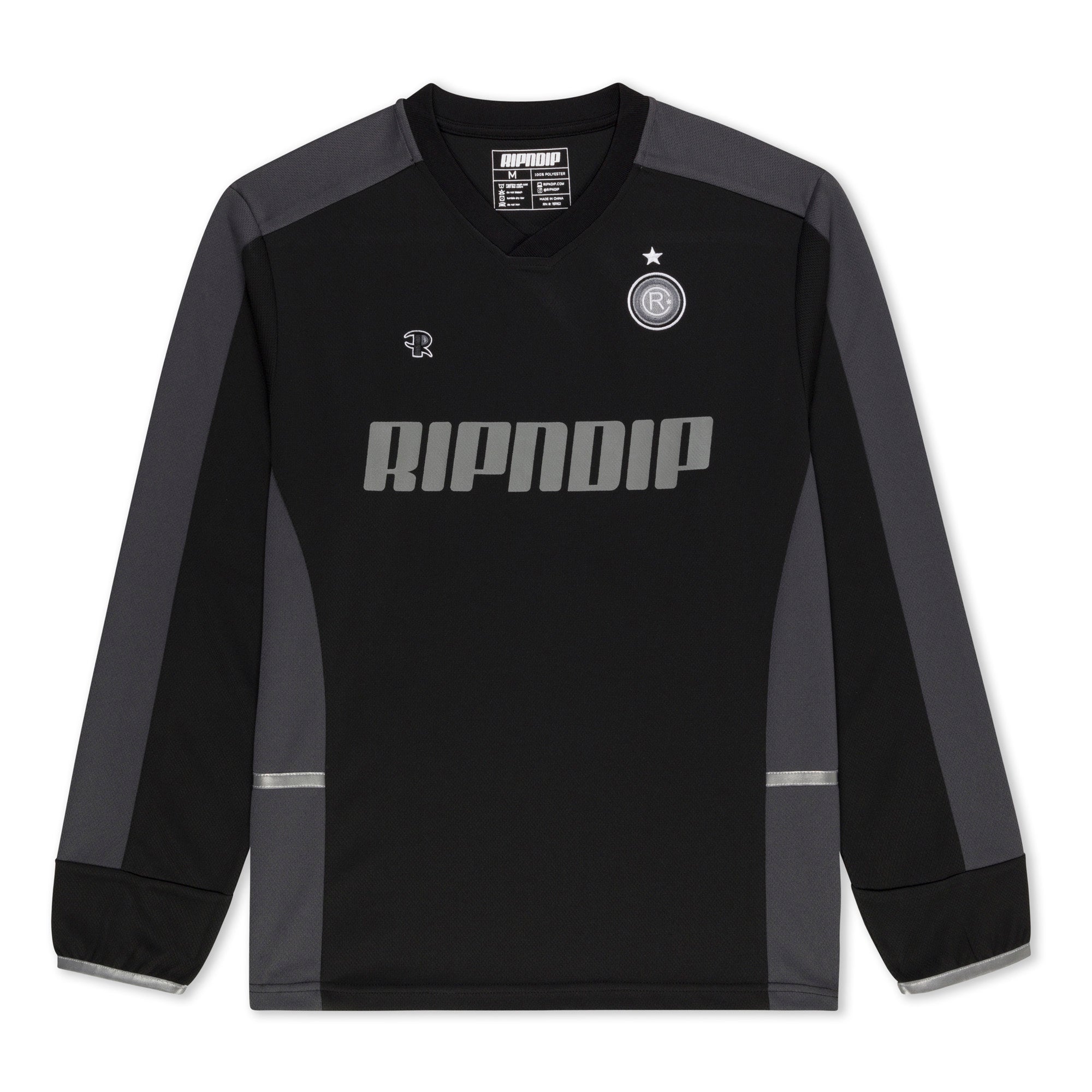 RIPNDIP FC Long Sleeve Soccer Jersey (Black / Charcoal)