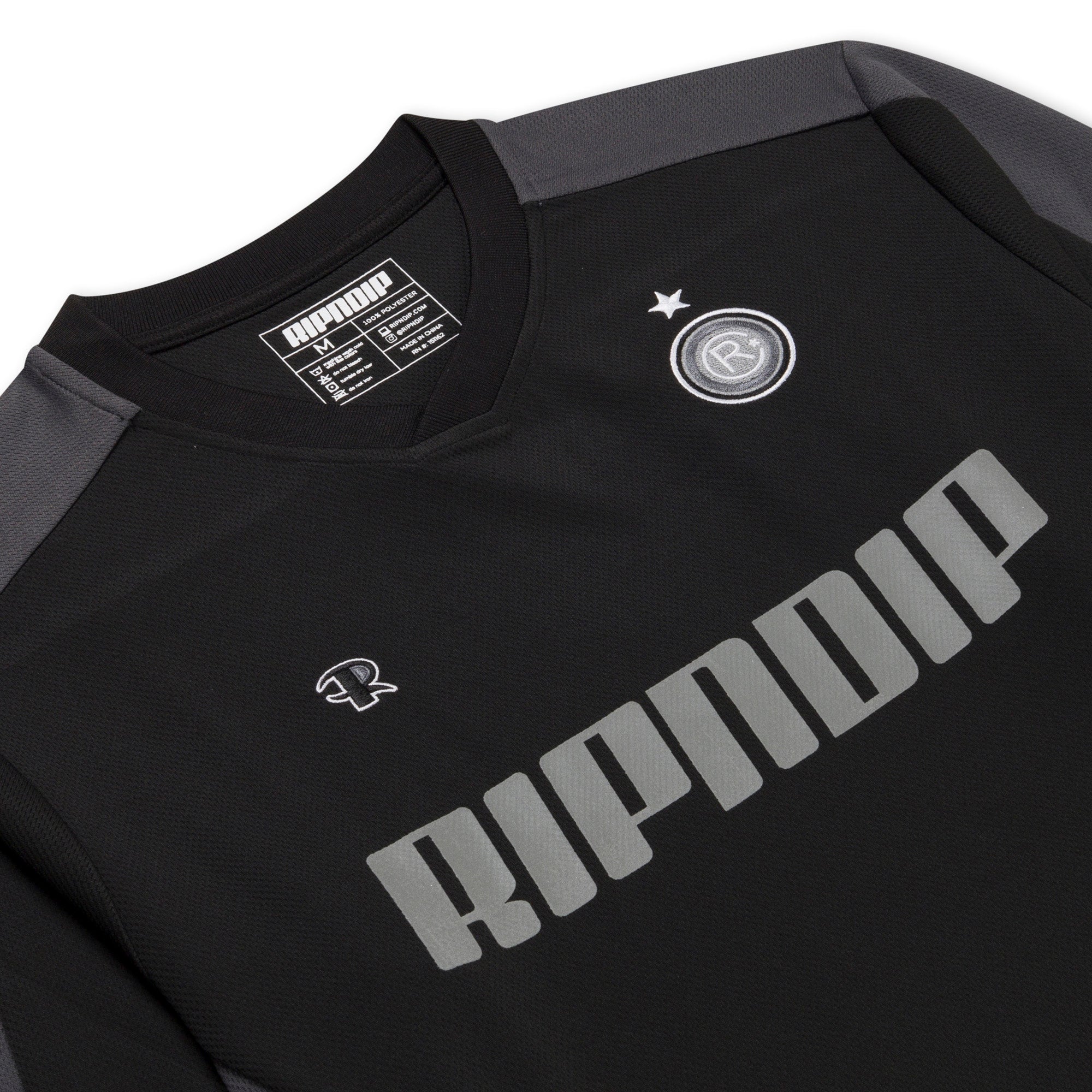 RIPNDIP FC Long Sleeve Soccer Jersey (Black / Charcoal)