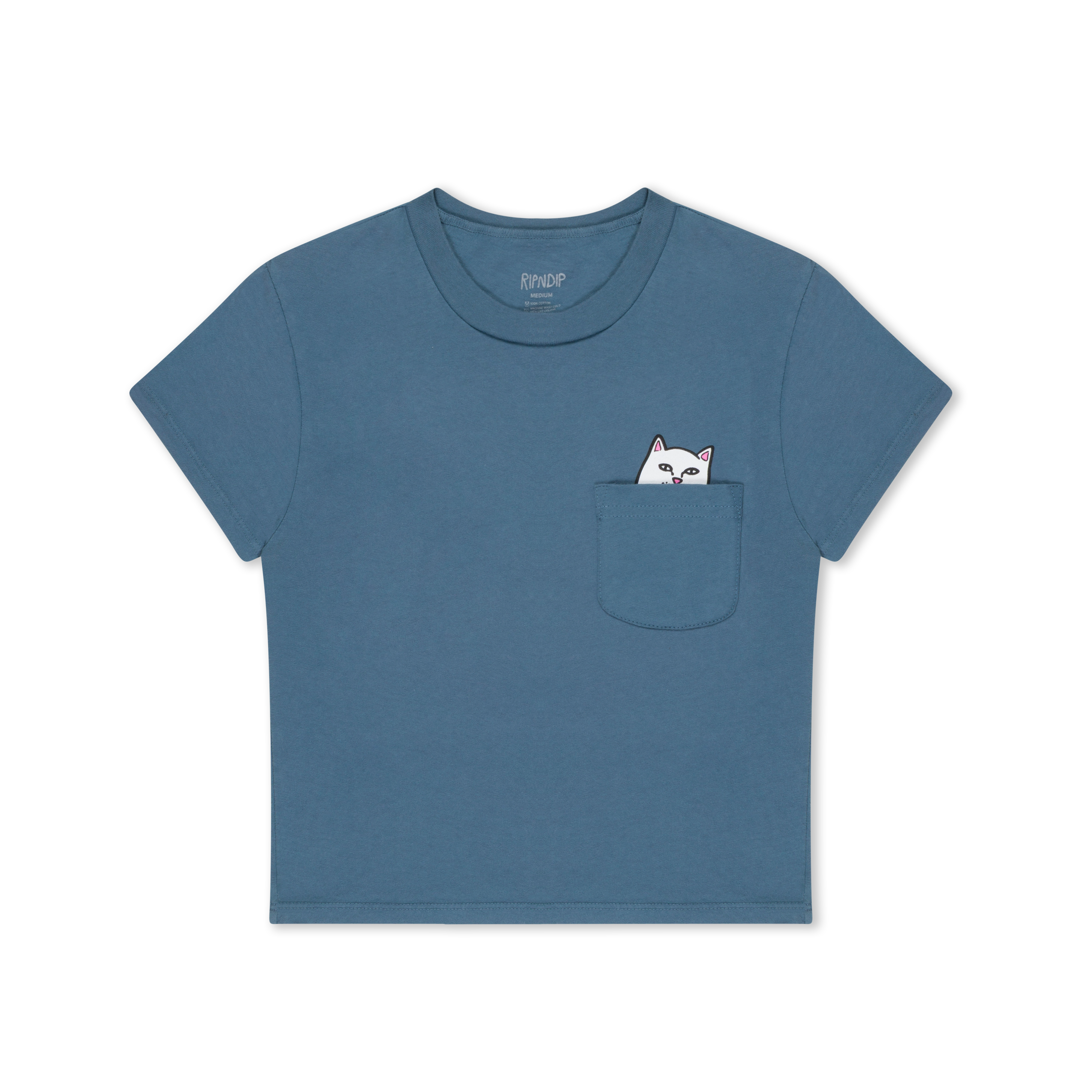 RIPNDIP Lord Nermal Cropped Baby Pocket Tee (Slate)