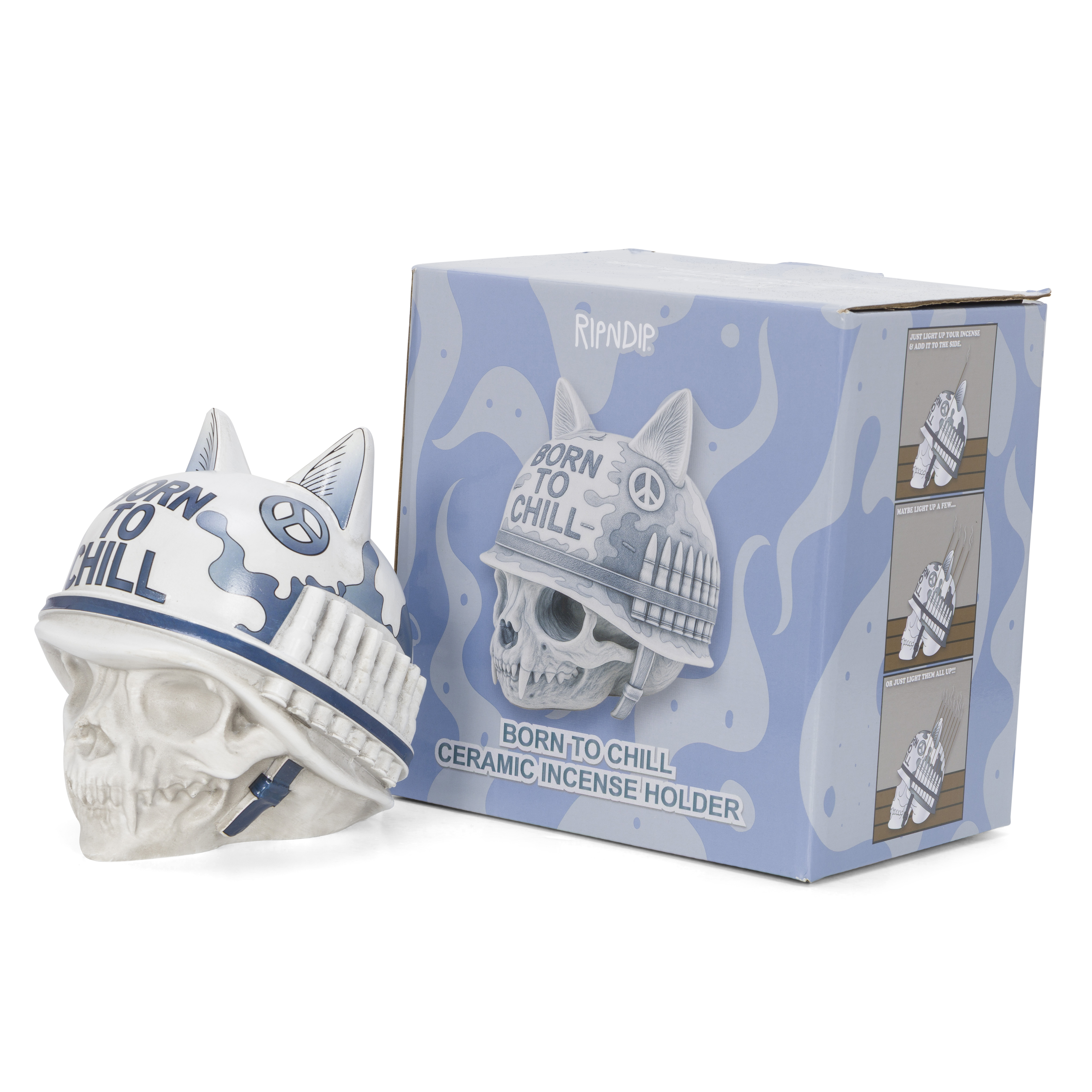 Born To Chill Ceramic Incense Holder (Indigo)
