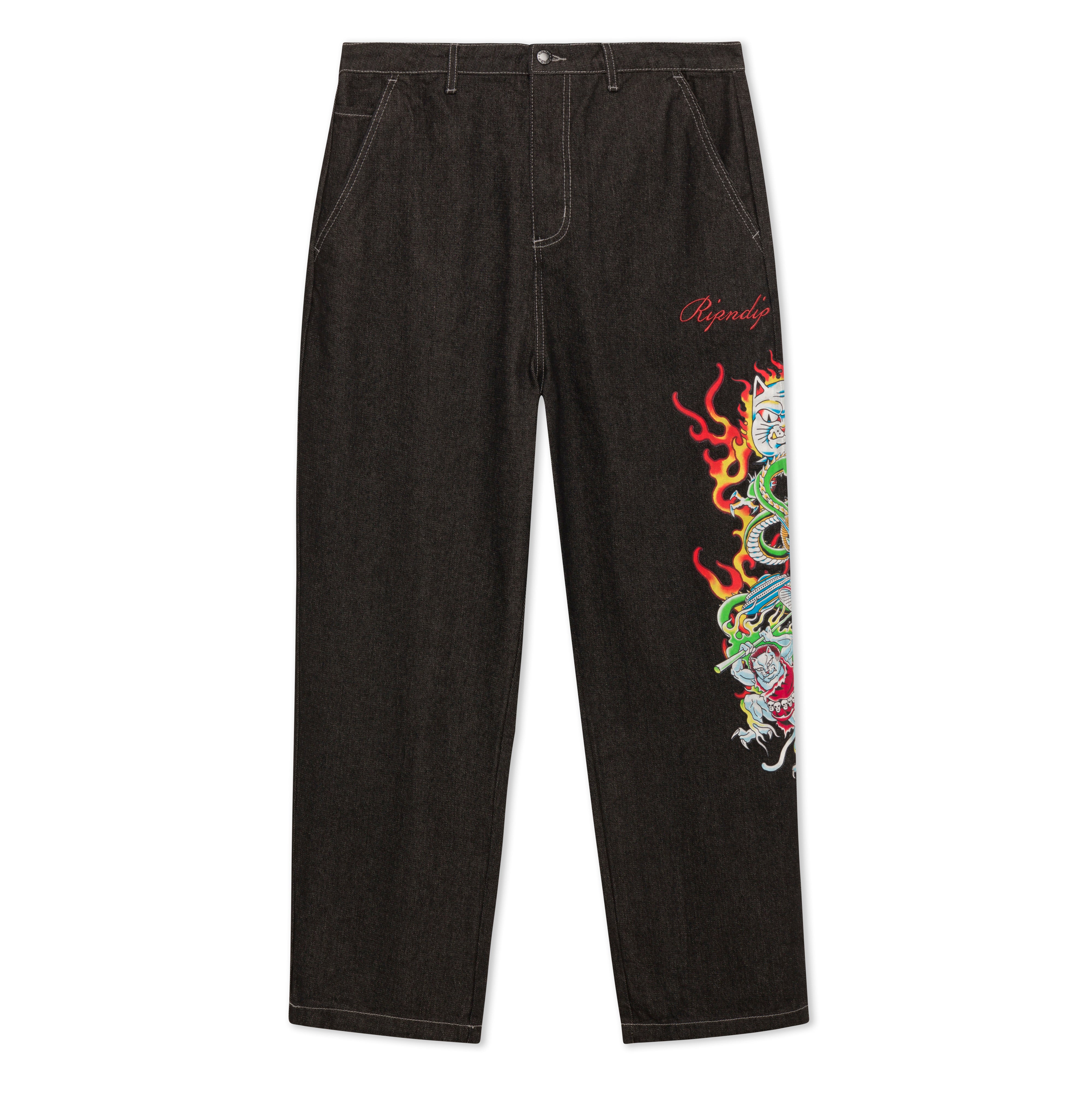 RIPNDIP InkEd Wide Fit Denim Pants (Black)