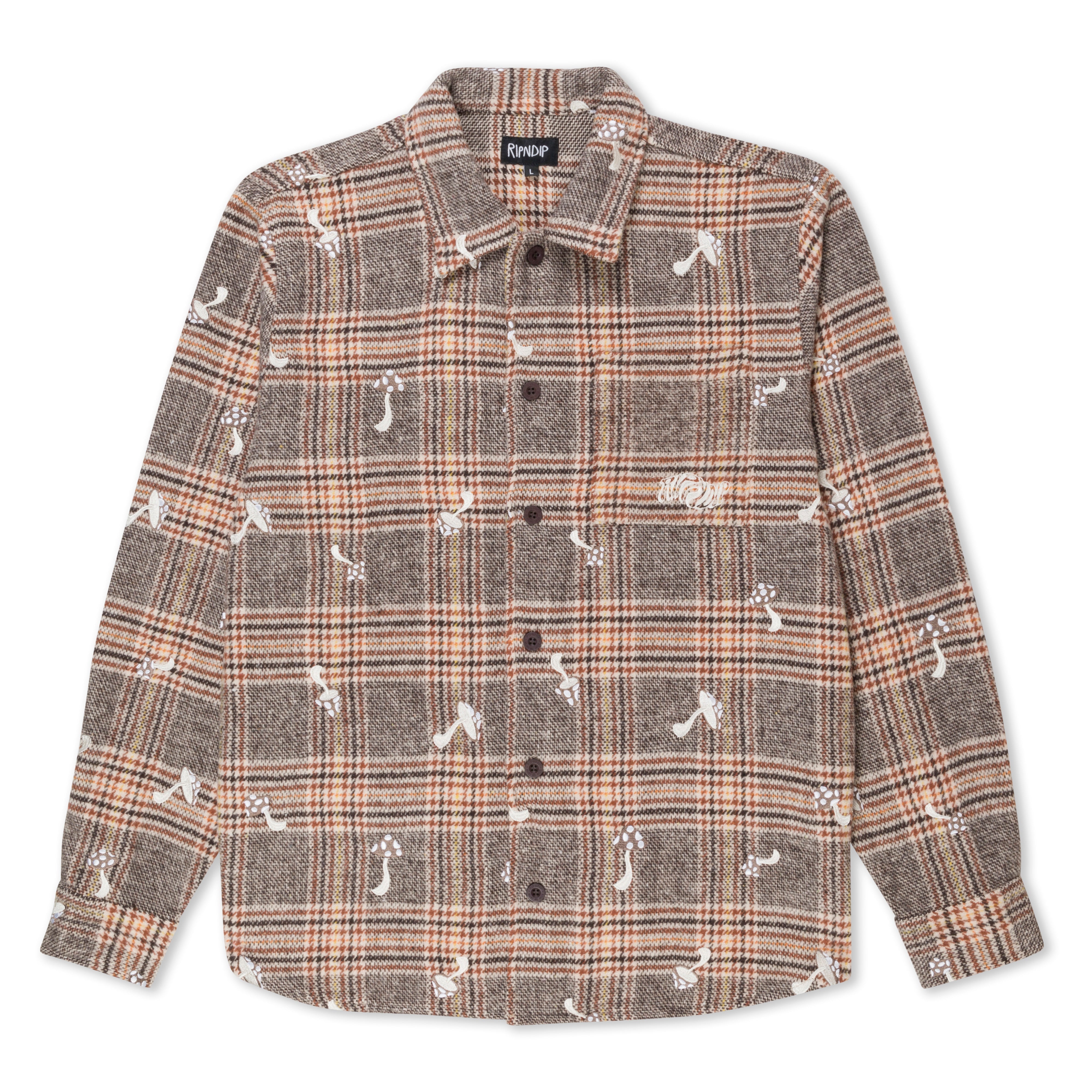 RIPNDIP Euphoria Button Up Plaid Jacket (Brown Plaid)