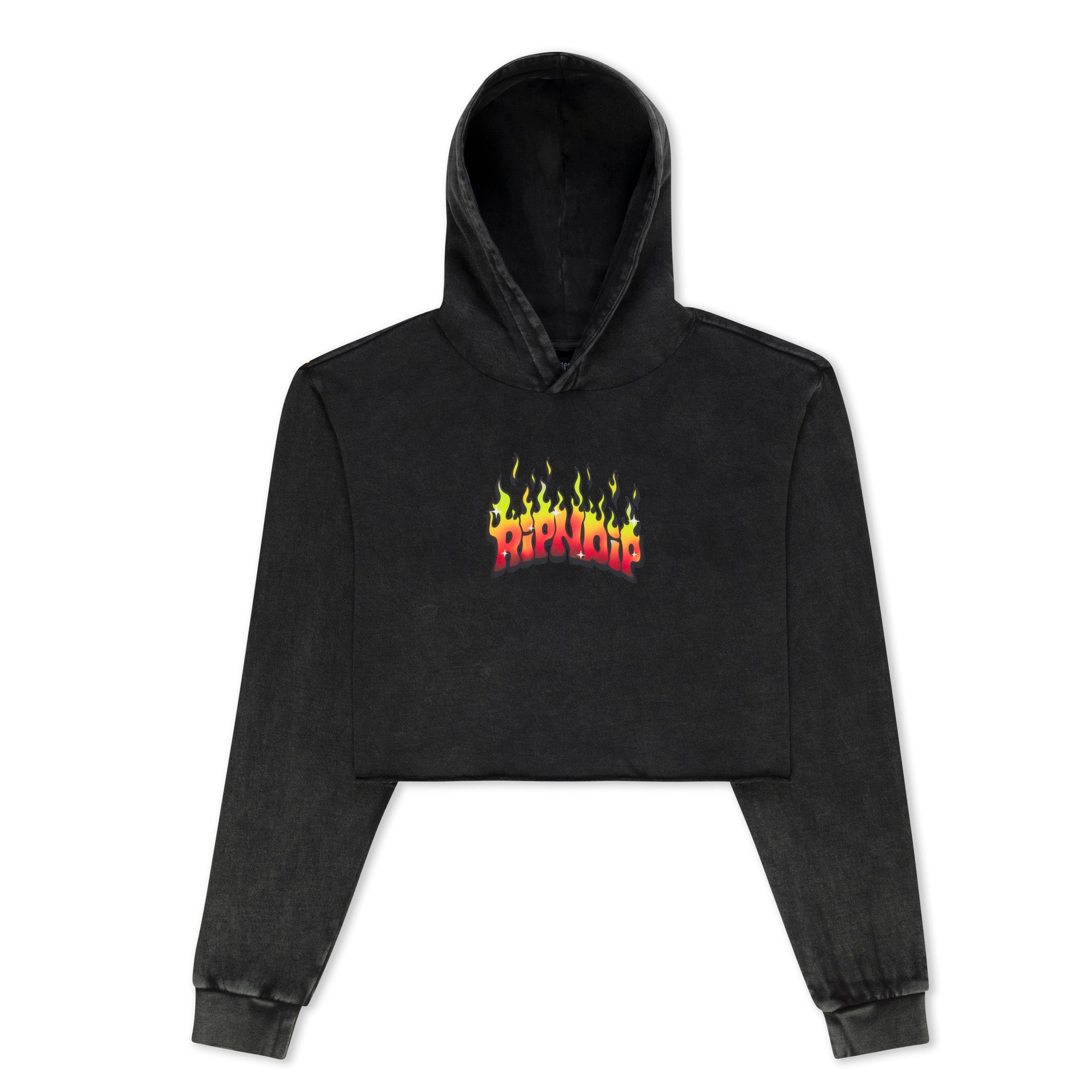 Scary Cute Cropped Hoodie (Black Wash)