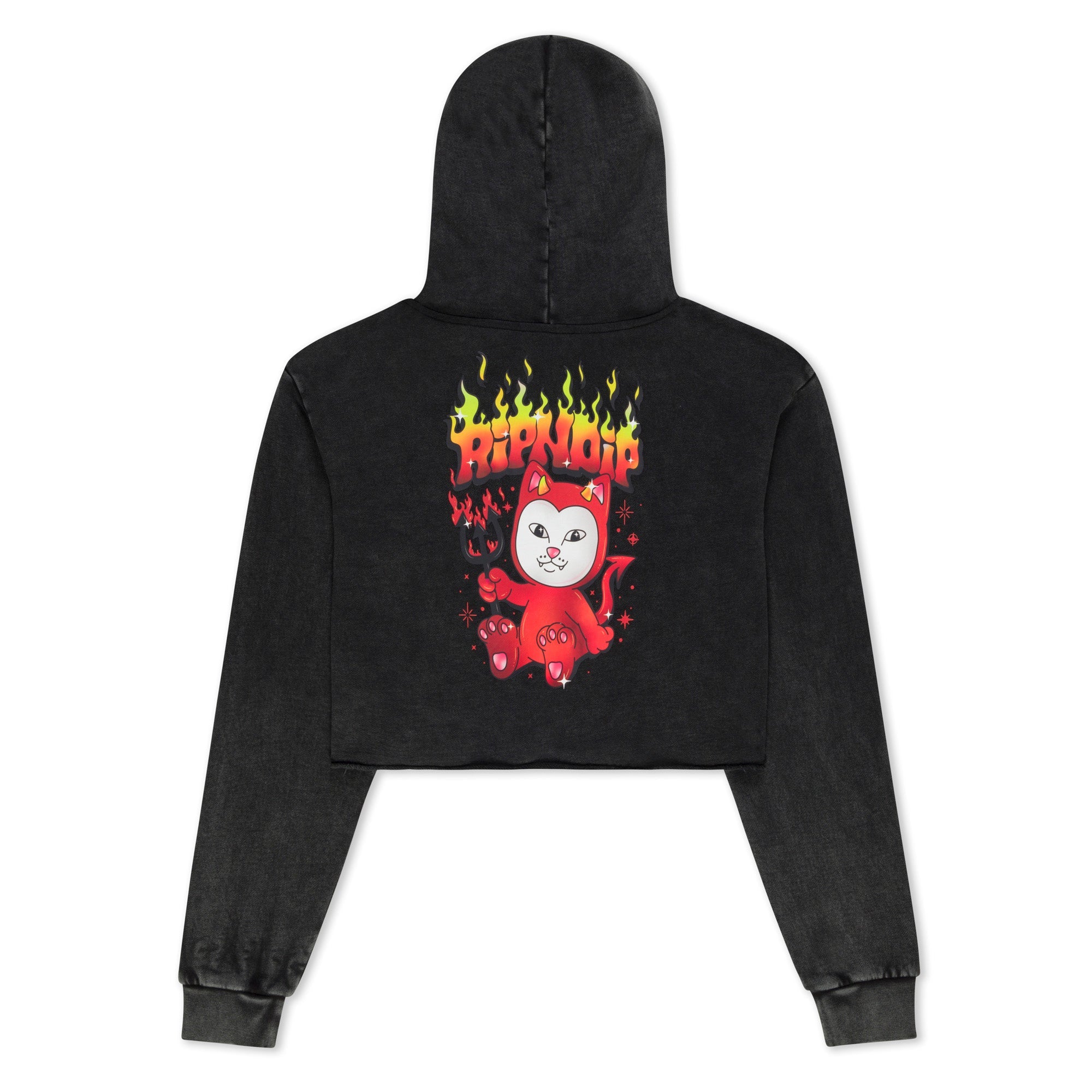 Scary Cute Cropped Hoodie (Black Wash)