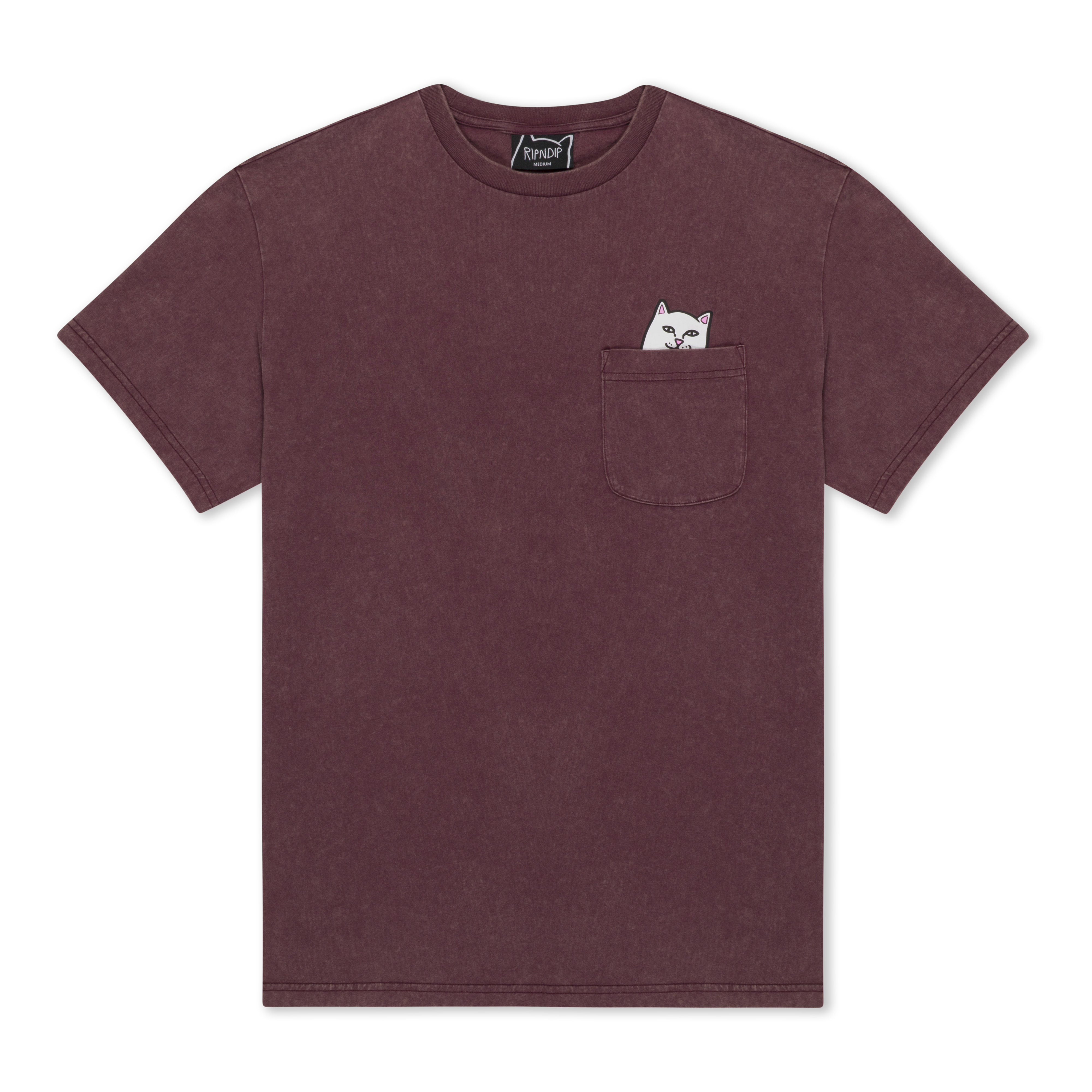 RIPNDIP Lord Nermal Pocket Tee (Burgundy Vintage Wash)
