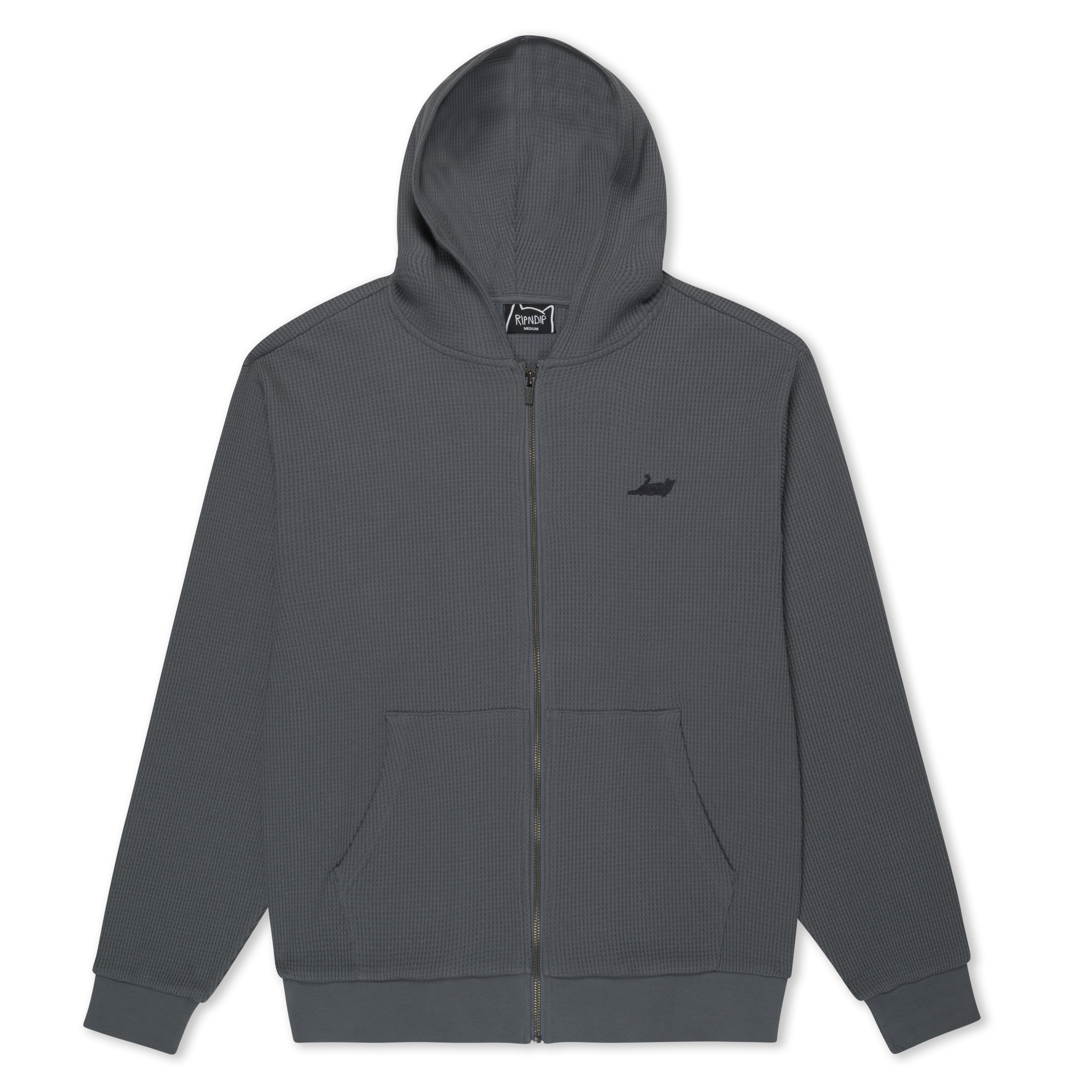 RIPNDIP Castanza Waffle Knit Zip Up Hoodie (Charcoal)