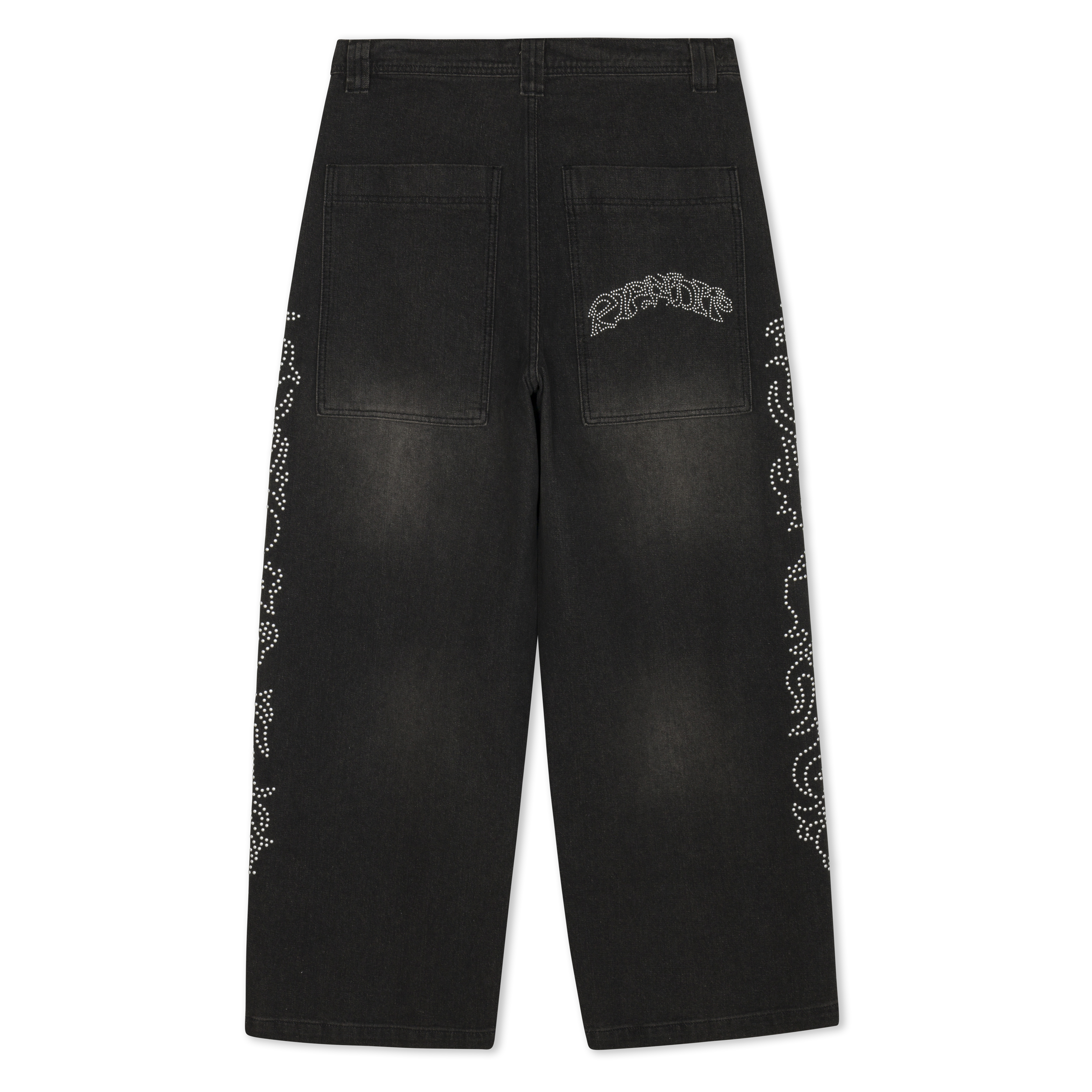 RIPNDIP Pretty Flacko Extra Wide Leg Pants (Black Vintage Wash Denim)