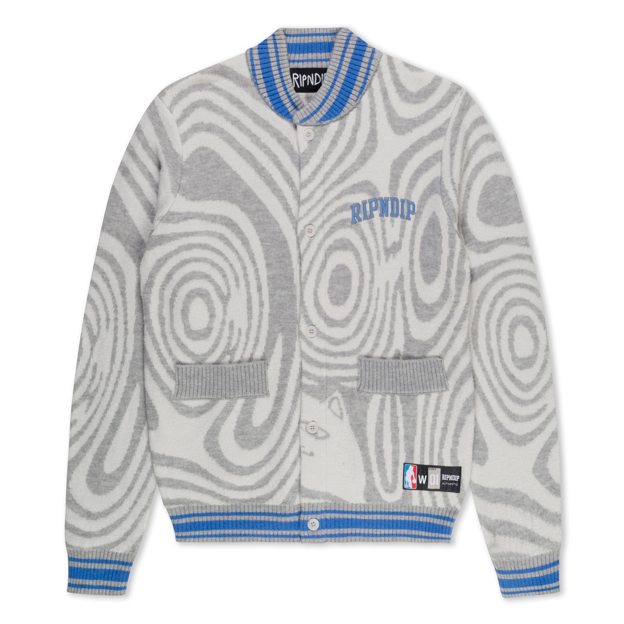 Hypnotic Team Spirit Knit Cardigan (Grey/Light Blue)