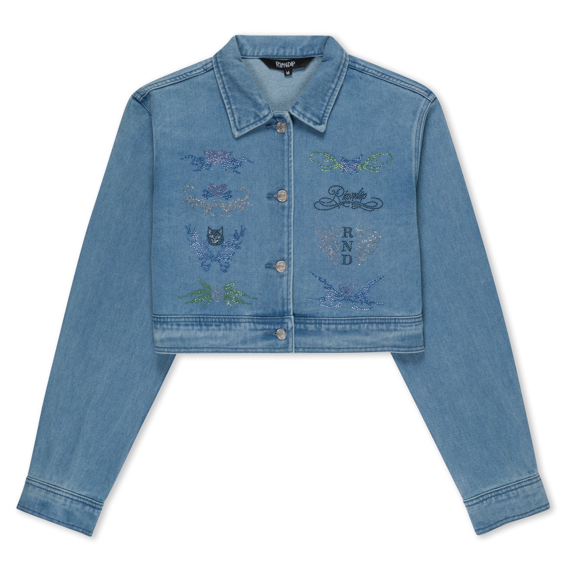 RIPNDIP Hyaena Cropped Denim Jacket (Medium Wash)