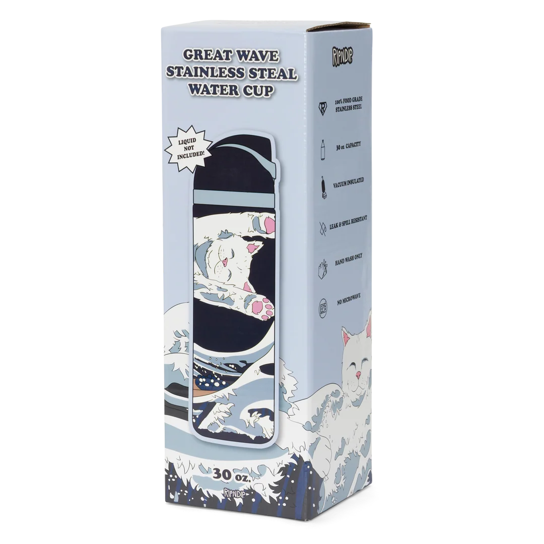 Great Wave Of Nerm Water Bottle (Navy)