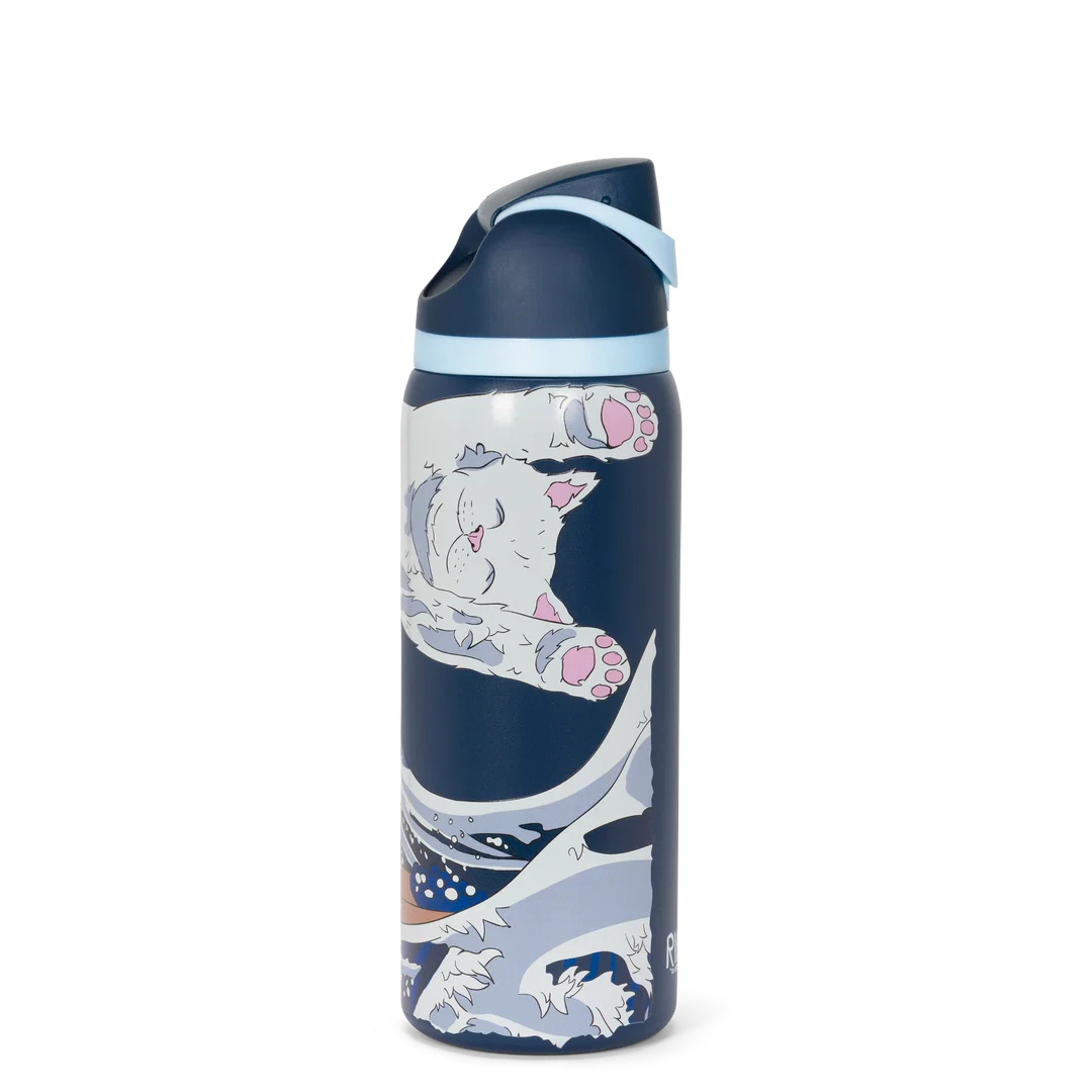 Great Wave Of Nerm Water Bottle (Navy)