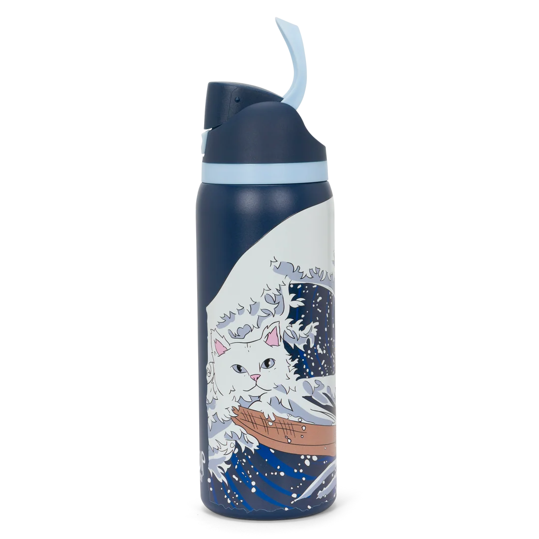 Great Wave Of Nerm Water Bottle (Navy)