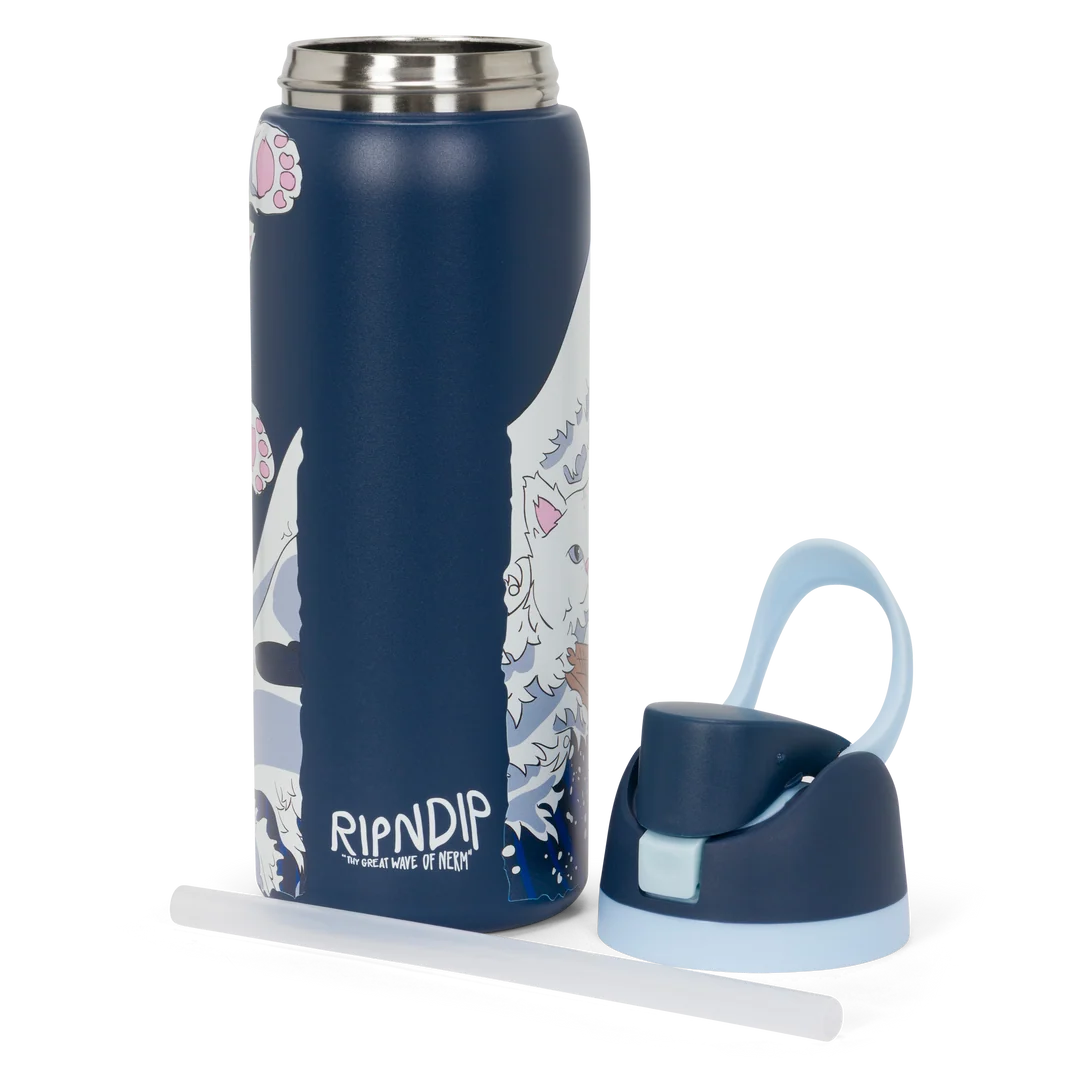 Great Wave Of Nerm Water Bottle (Navy)