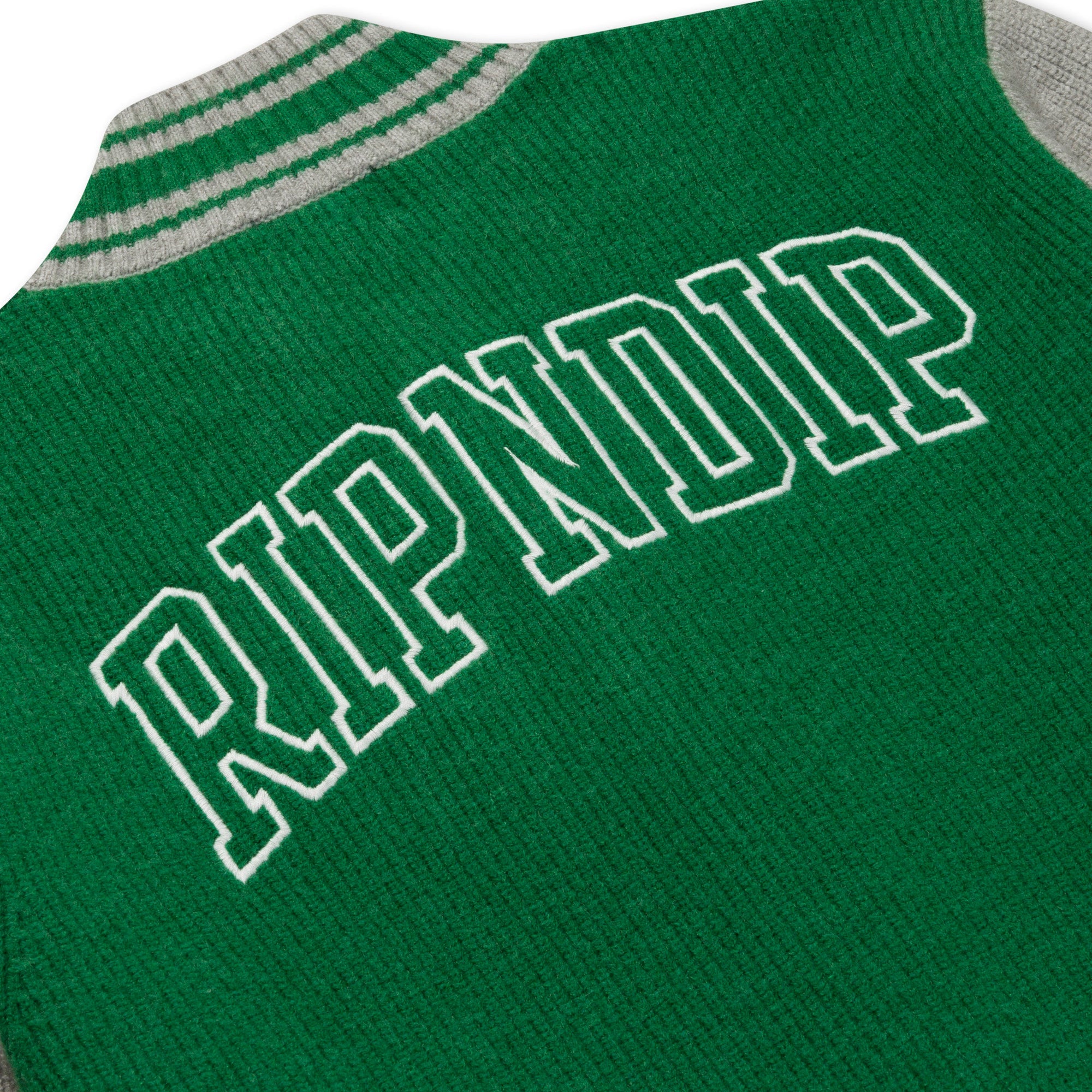 RIPNDIP Team Spirit Varsity Cardigan  (Green/Grey)