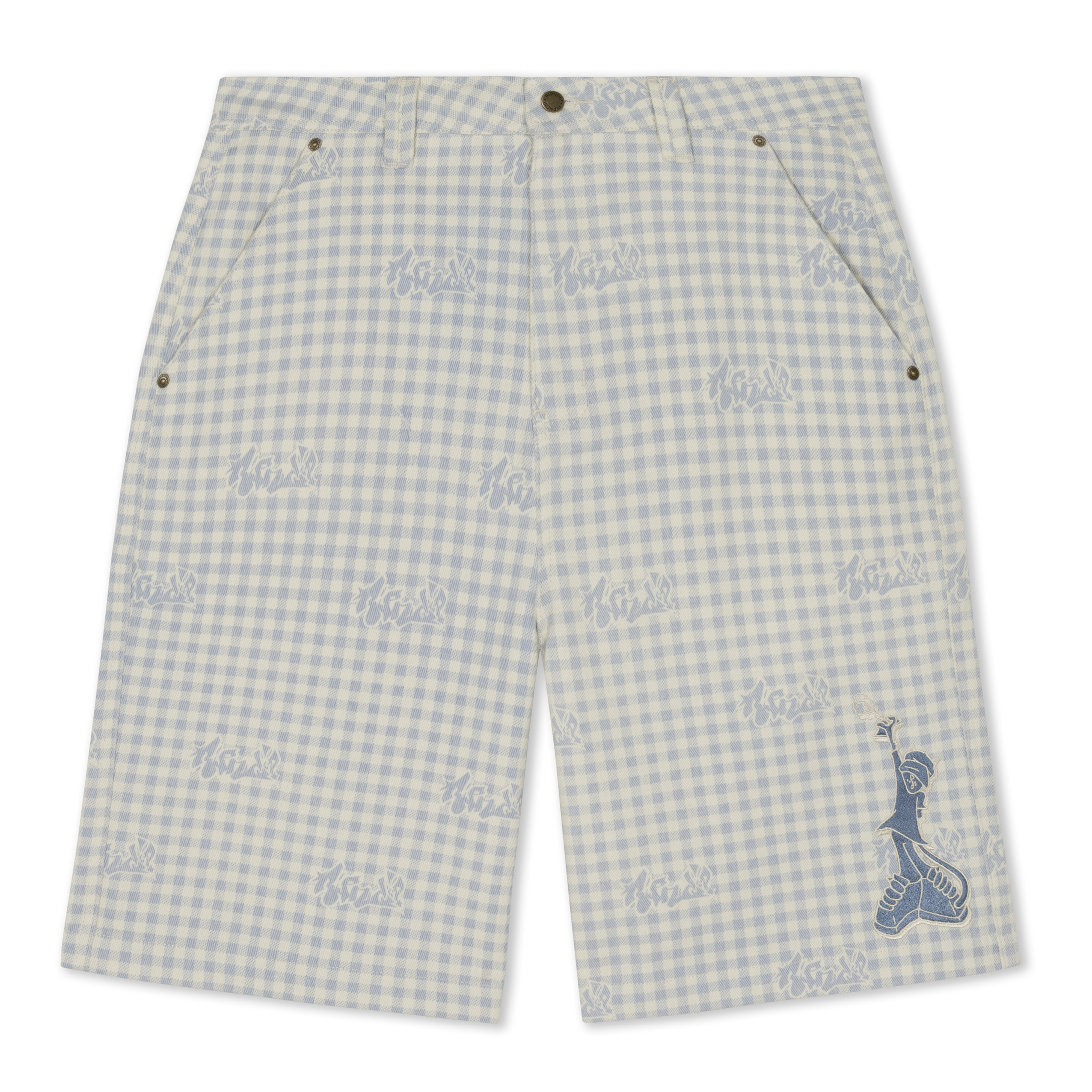 Hard In Da Paint Wide Fit Shorts (Light Blue Checker)