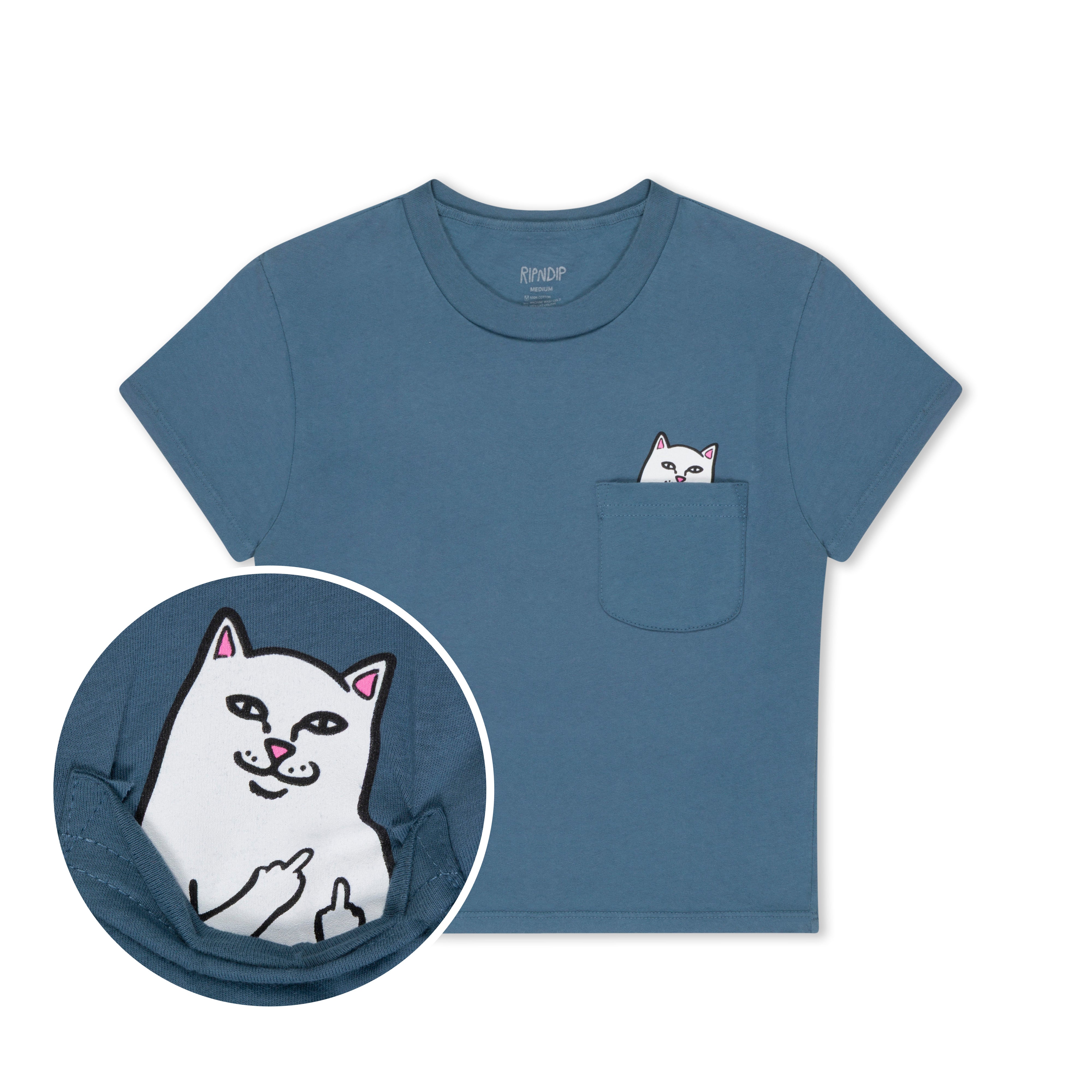 RIPNDIP Lord Nermal Cropped Baby Pocket Tee (Slate)
