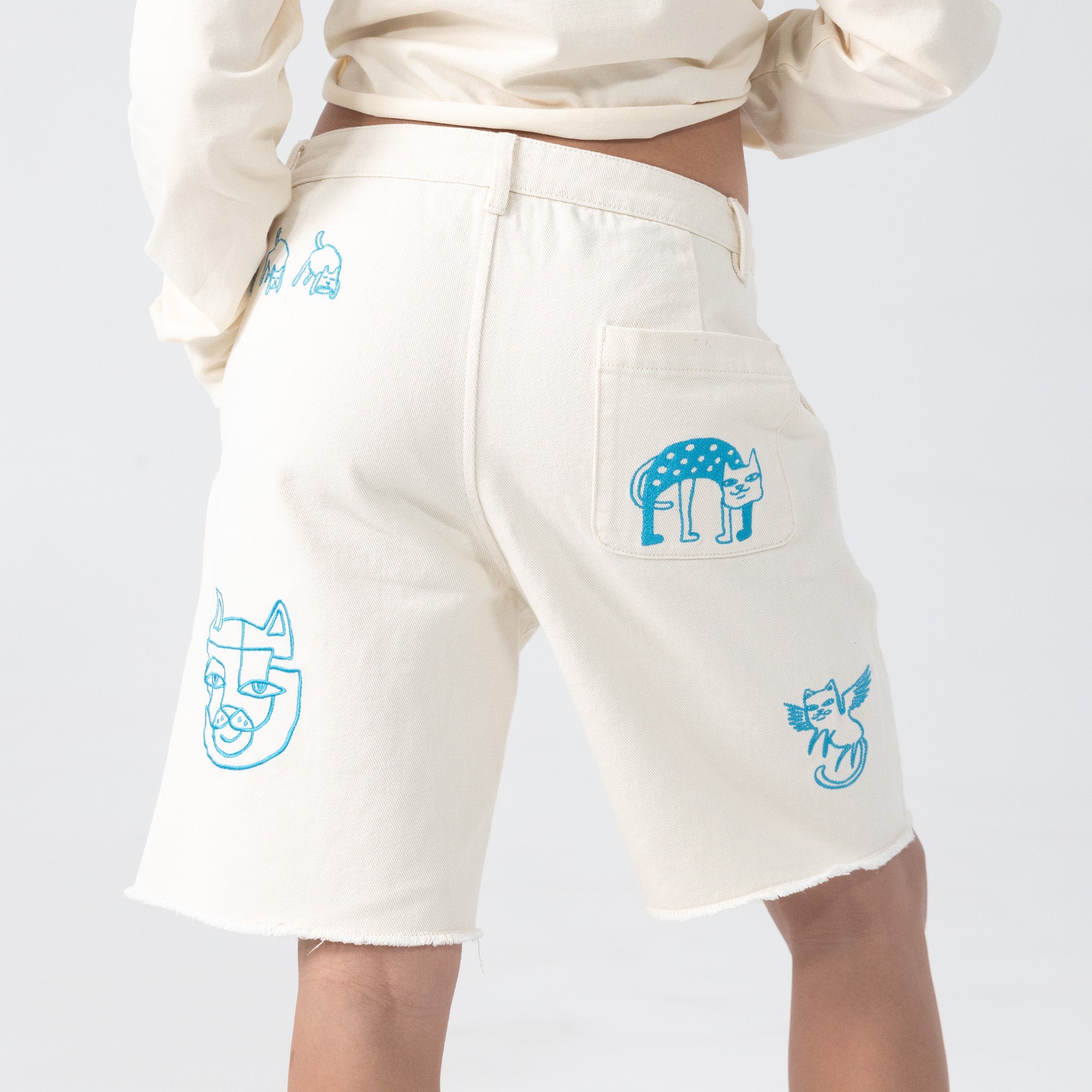 RIPNDIP Blonded Denim Shorts (Off White)