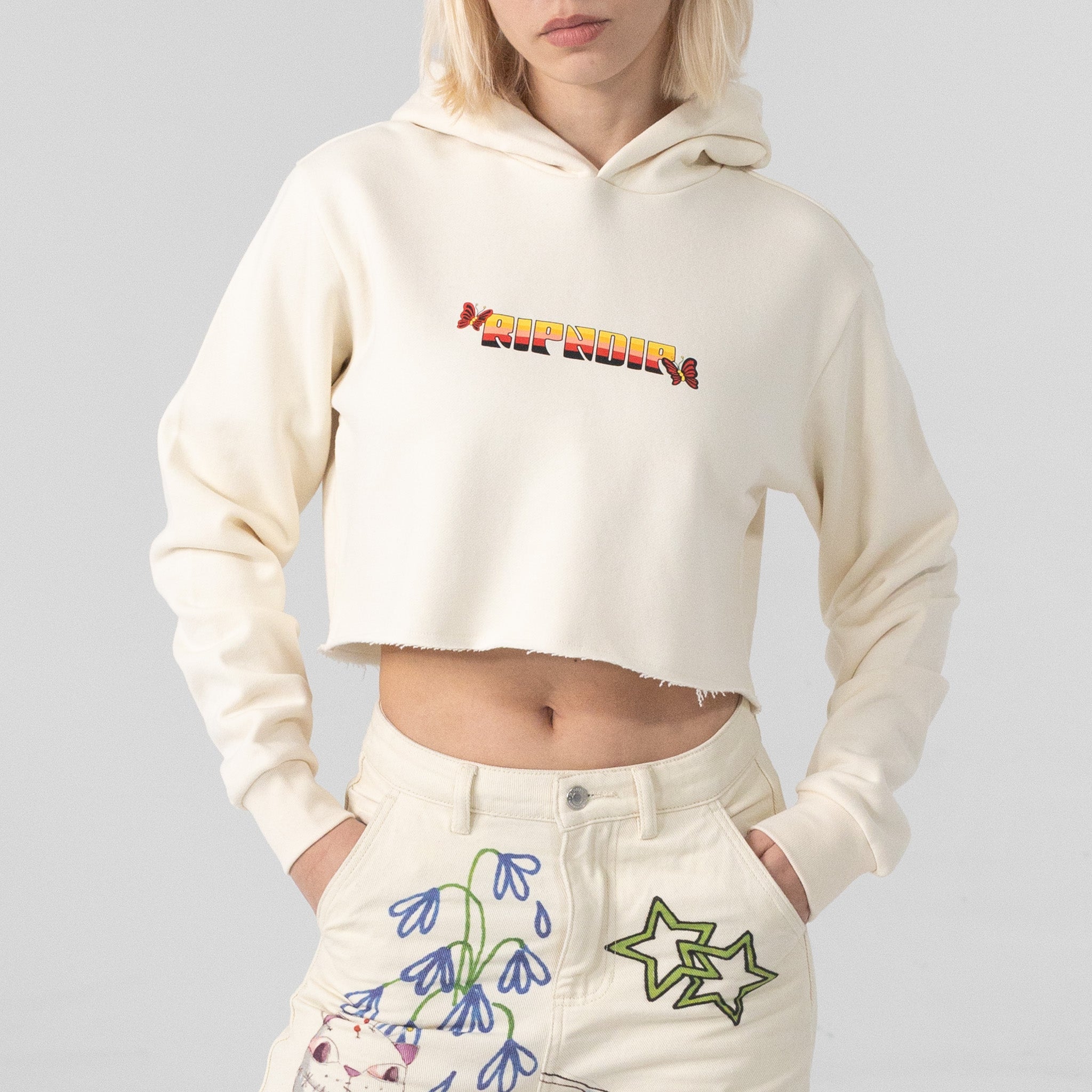 RIPNDIP You Love Me Cropped Hoodie (Natural)