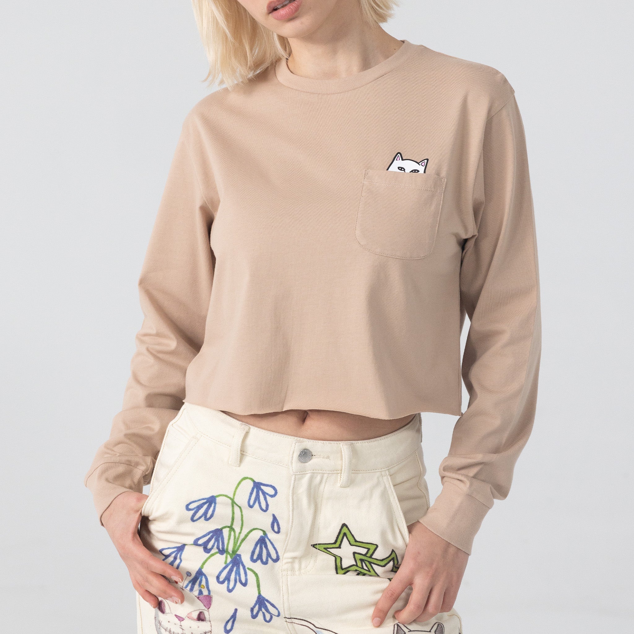 RIPNDIP Lord Nermal Cropped Long Sleeve (Almond)