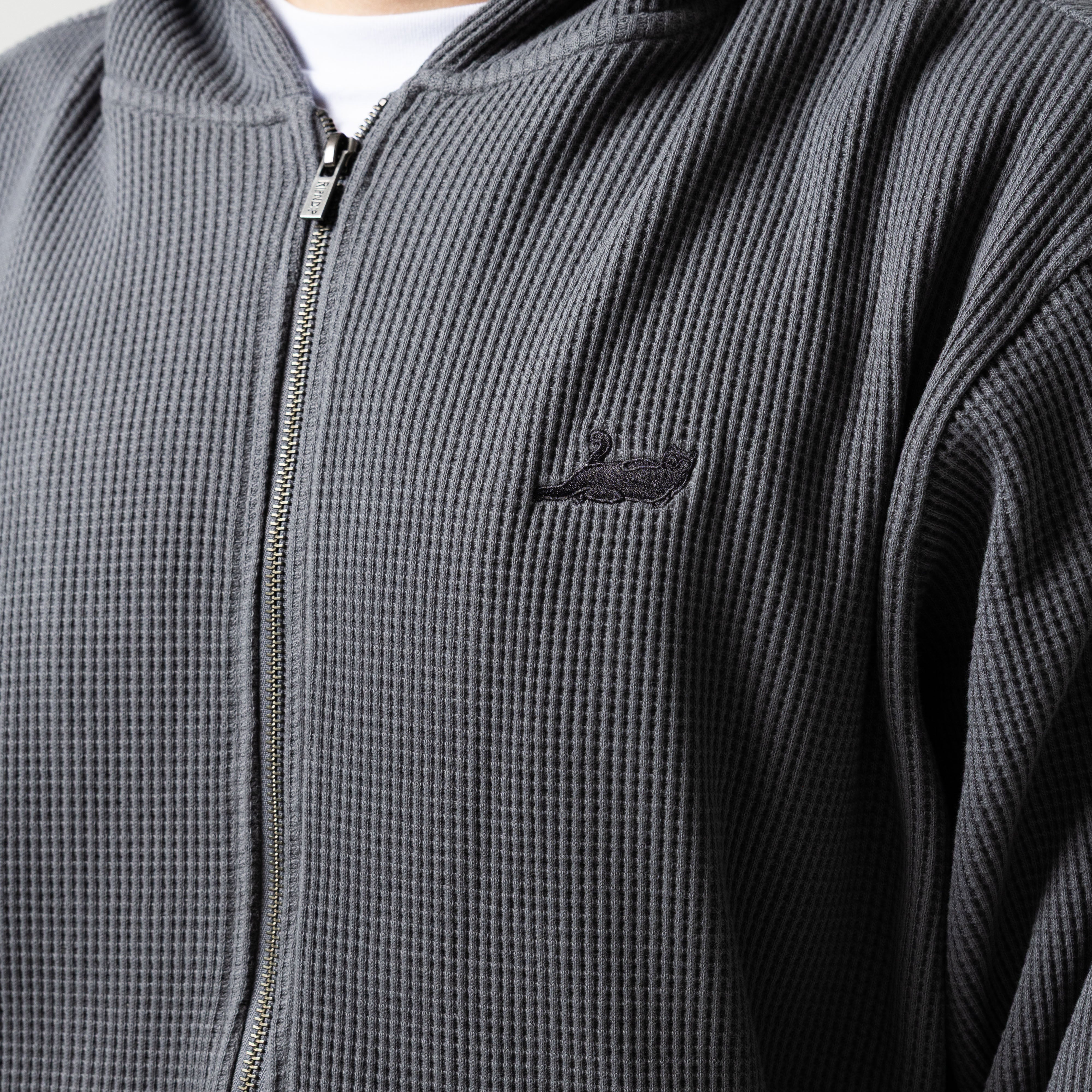 RIPNDIP Castanza Waffle Knit Zip Up Hoodie (Charcoal)