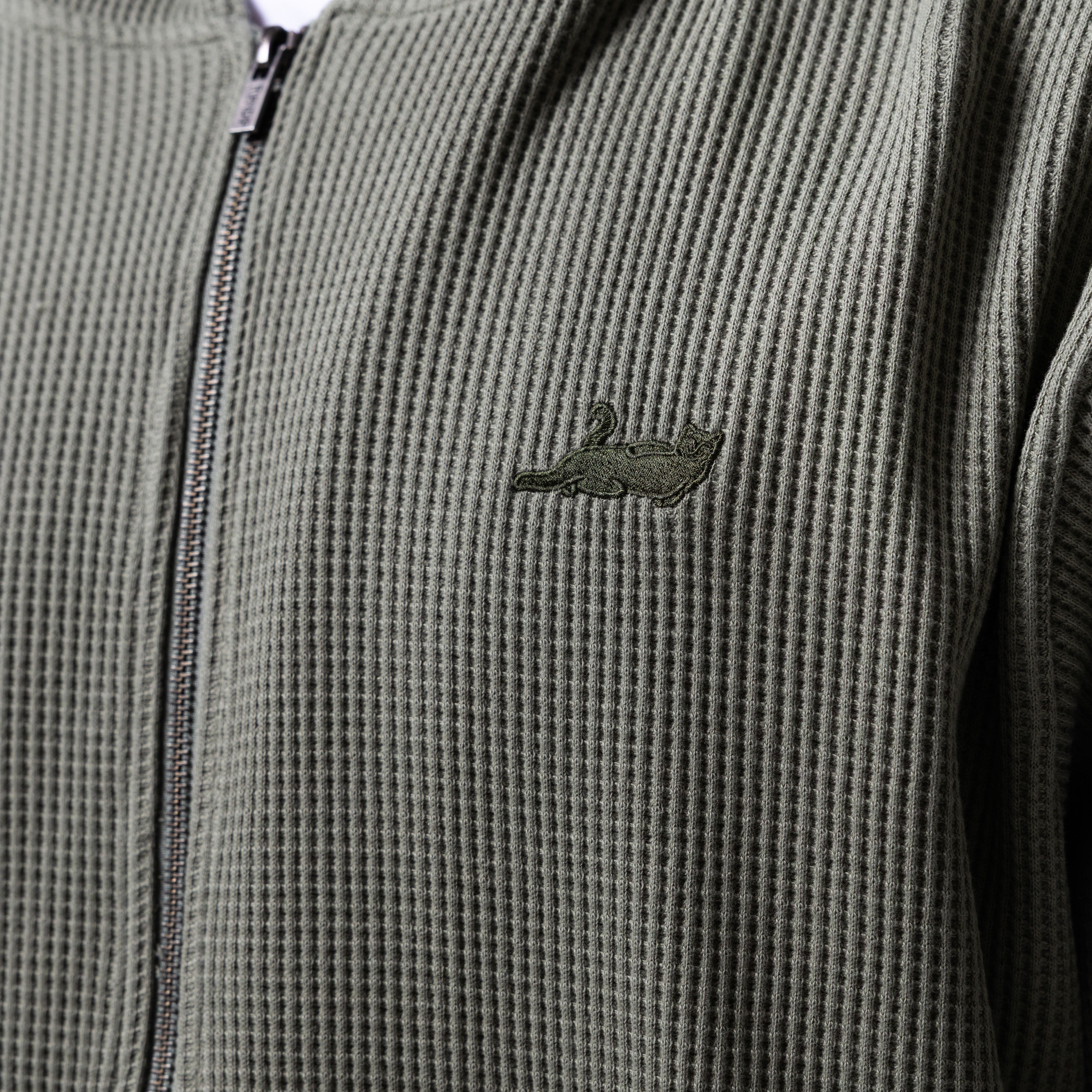 RIPNDIP Castanza Waffle Knit Zip Up Hoodie (Olive)