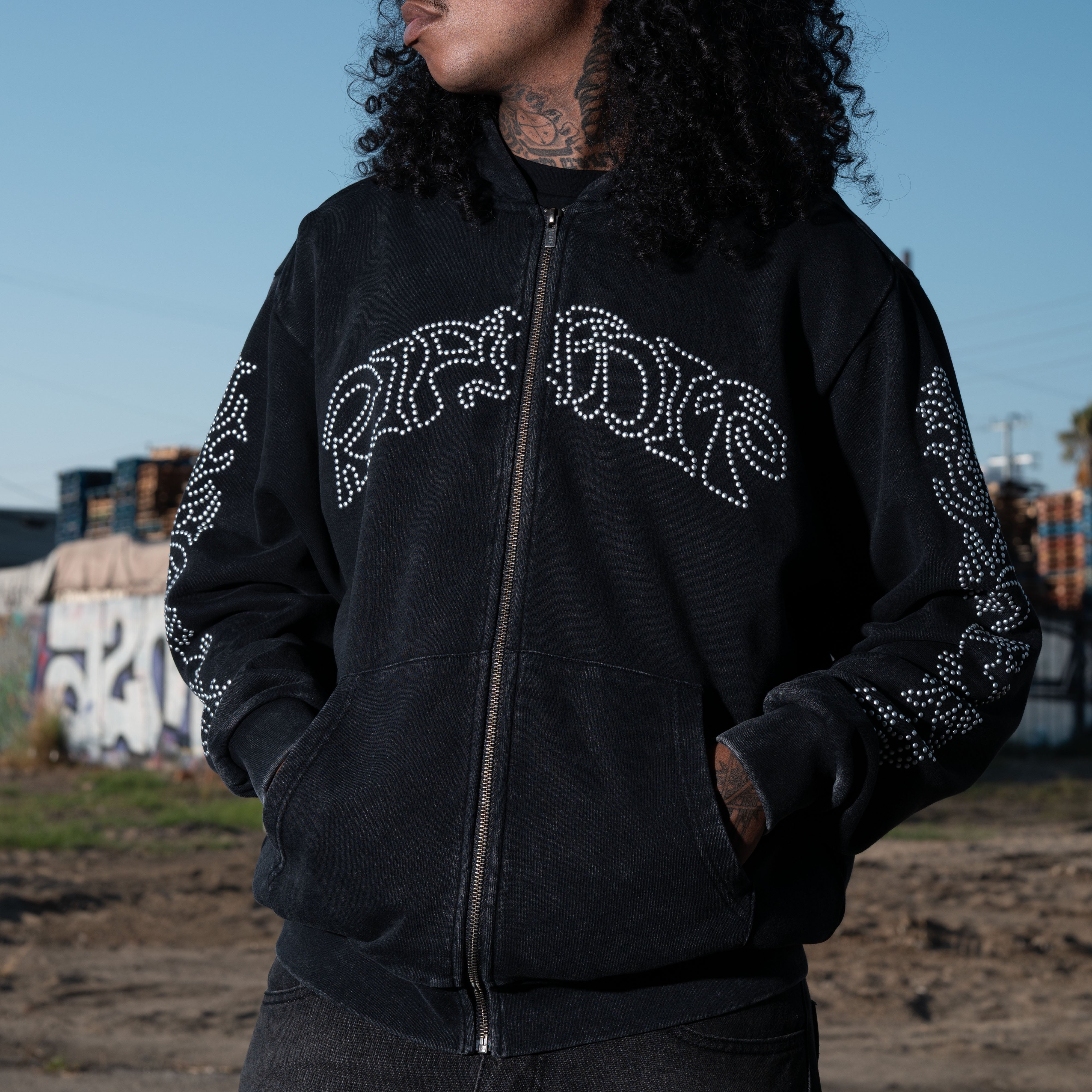 RIPNDIP Pretty Flacko Zip Hoodie (Black Vintage Wash)