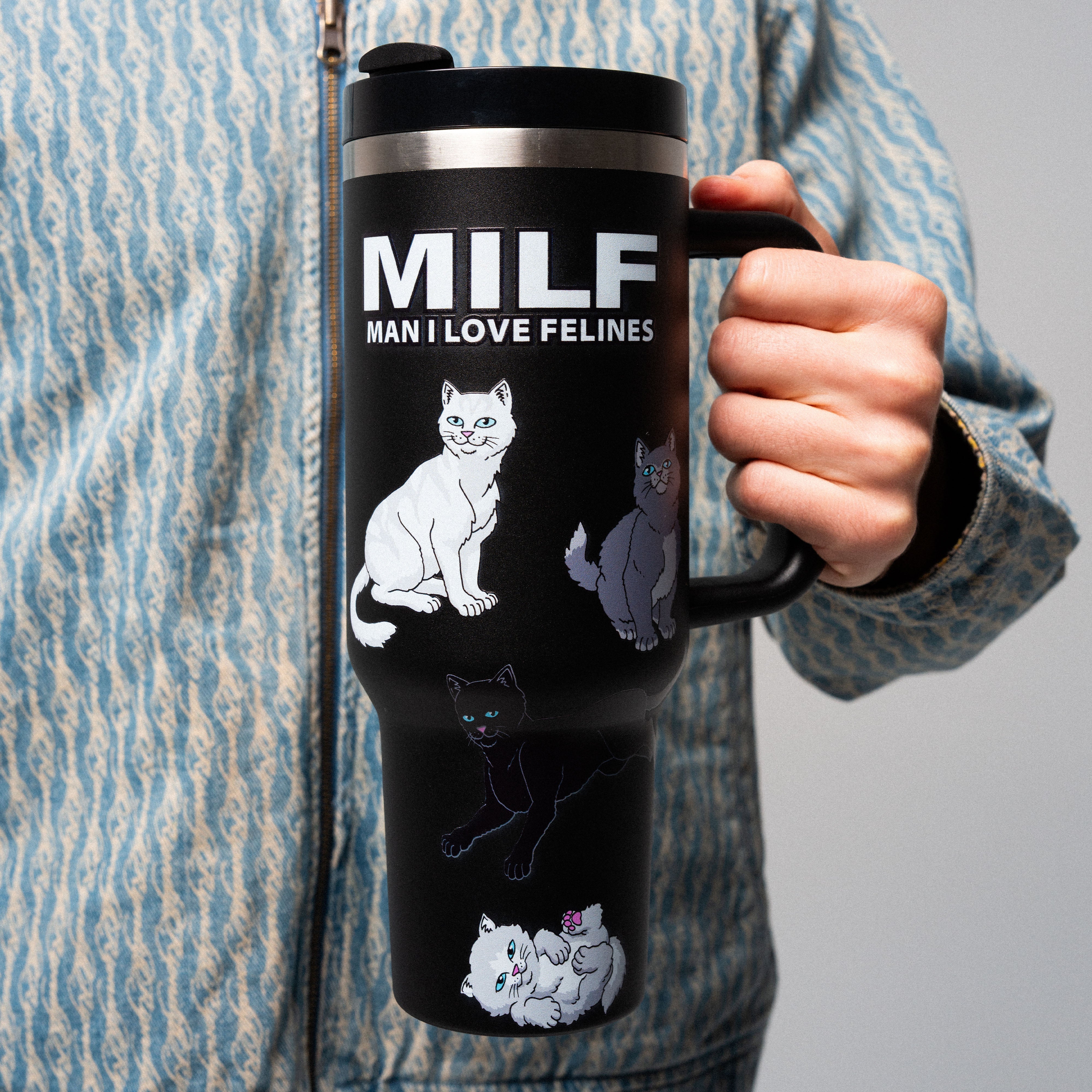 RIPNDIP Man I Love Felines Big Ol Cup Tumbler (Black)
