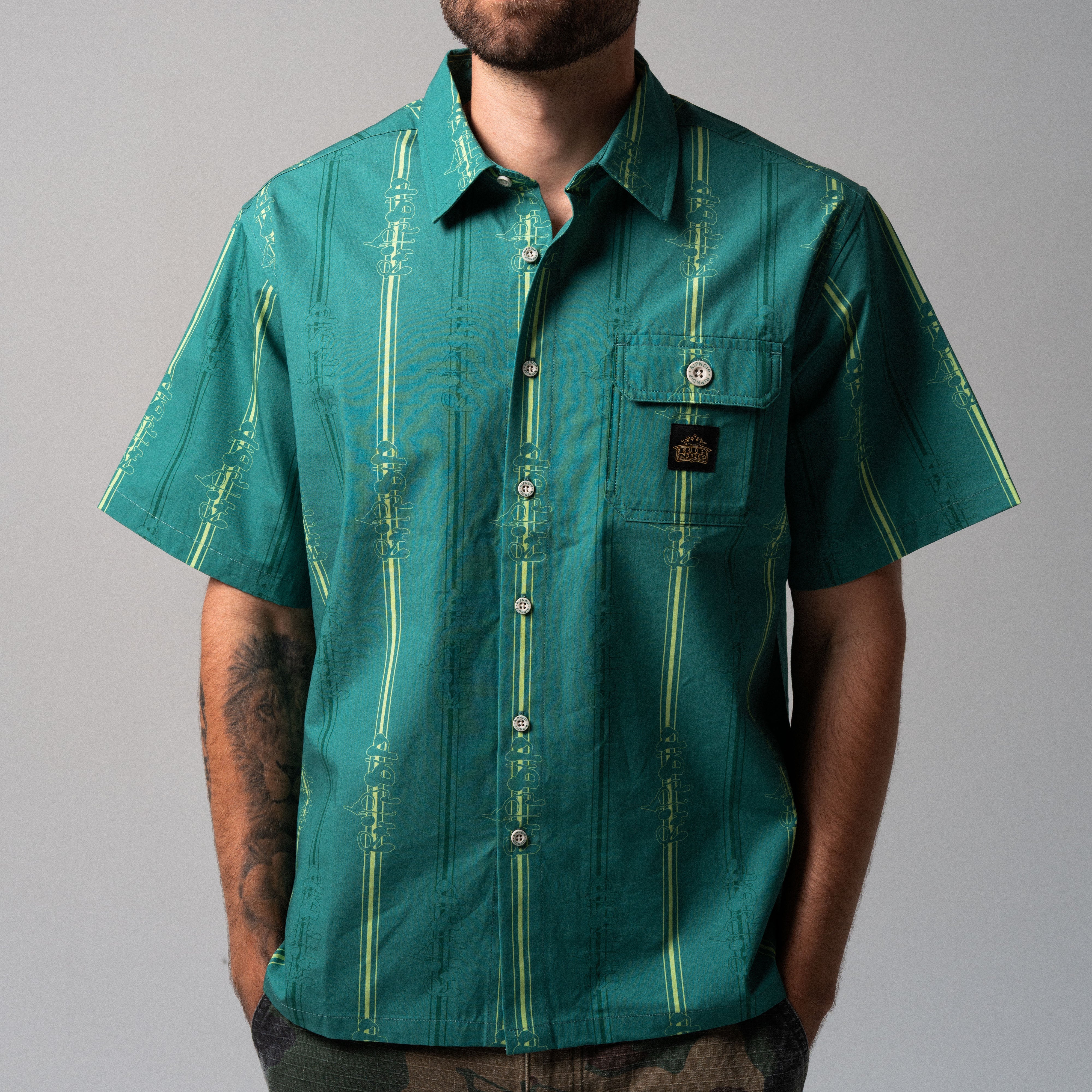 RIPNDIP Melted Striped Button Up (Teal)
