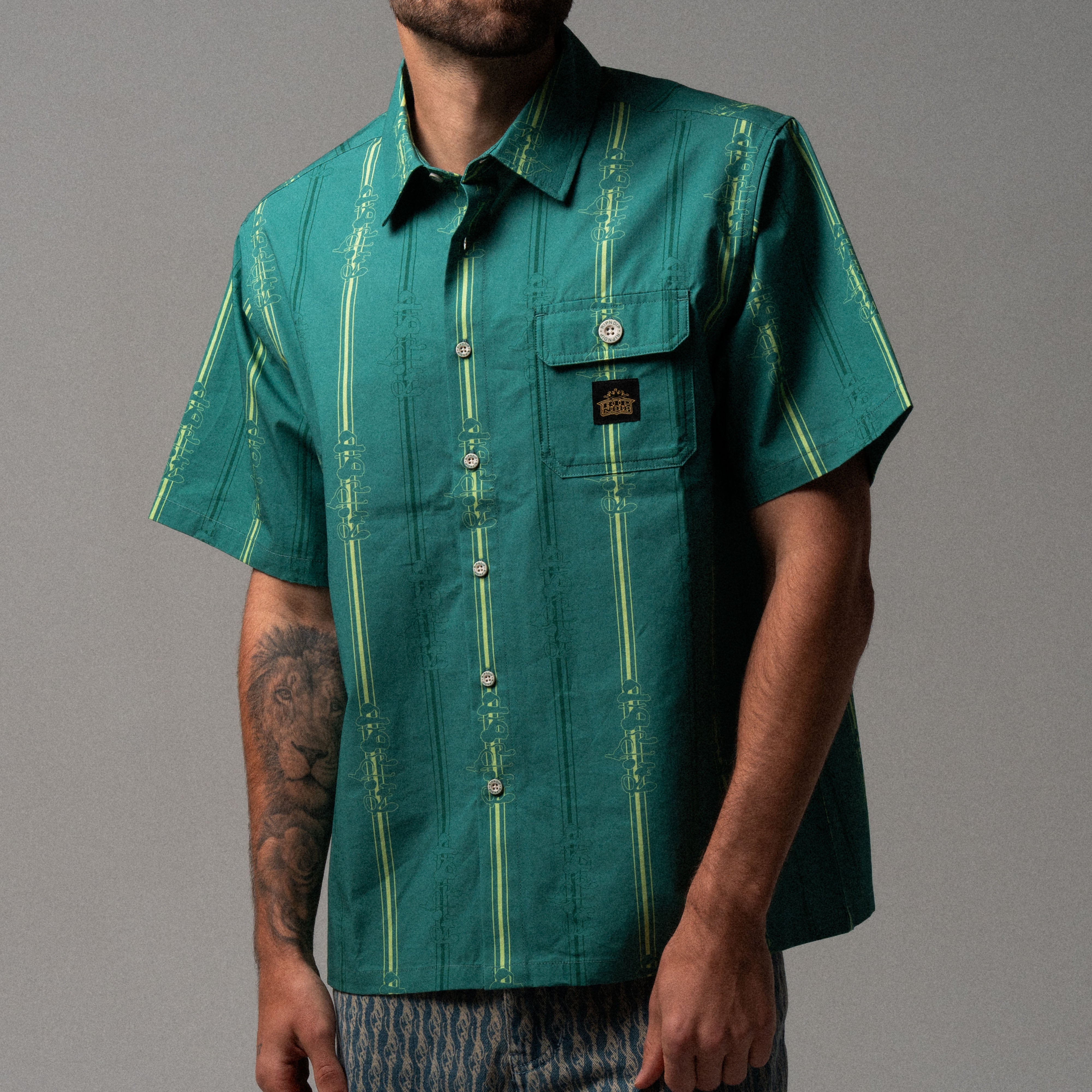RIPNDIP Melted Striped Button Up (Teal)