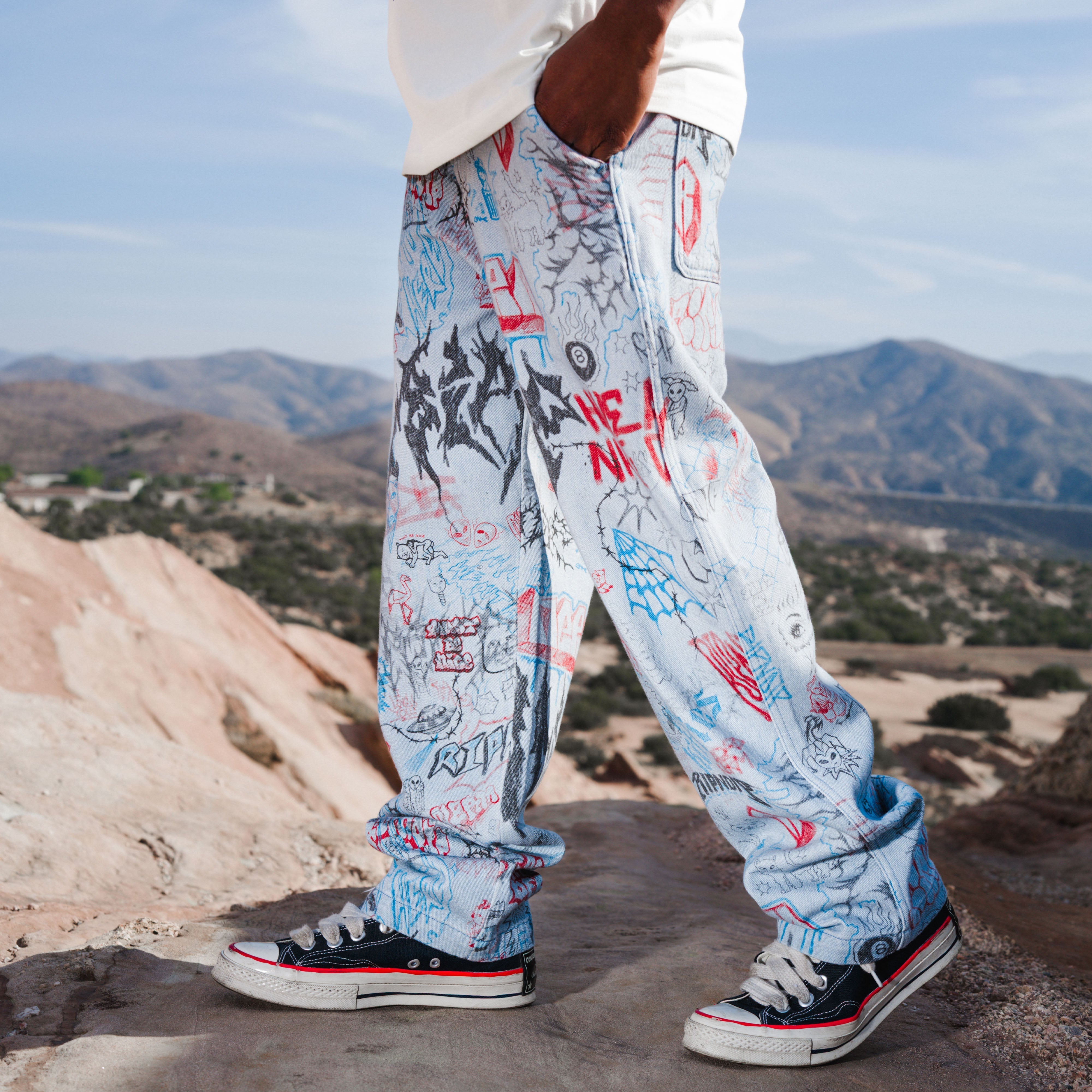 RIPNDIP Marker Wide Fit Pants (Light Wash Denim)