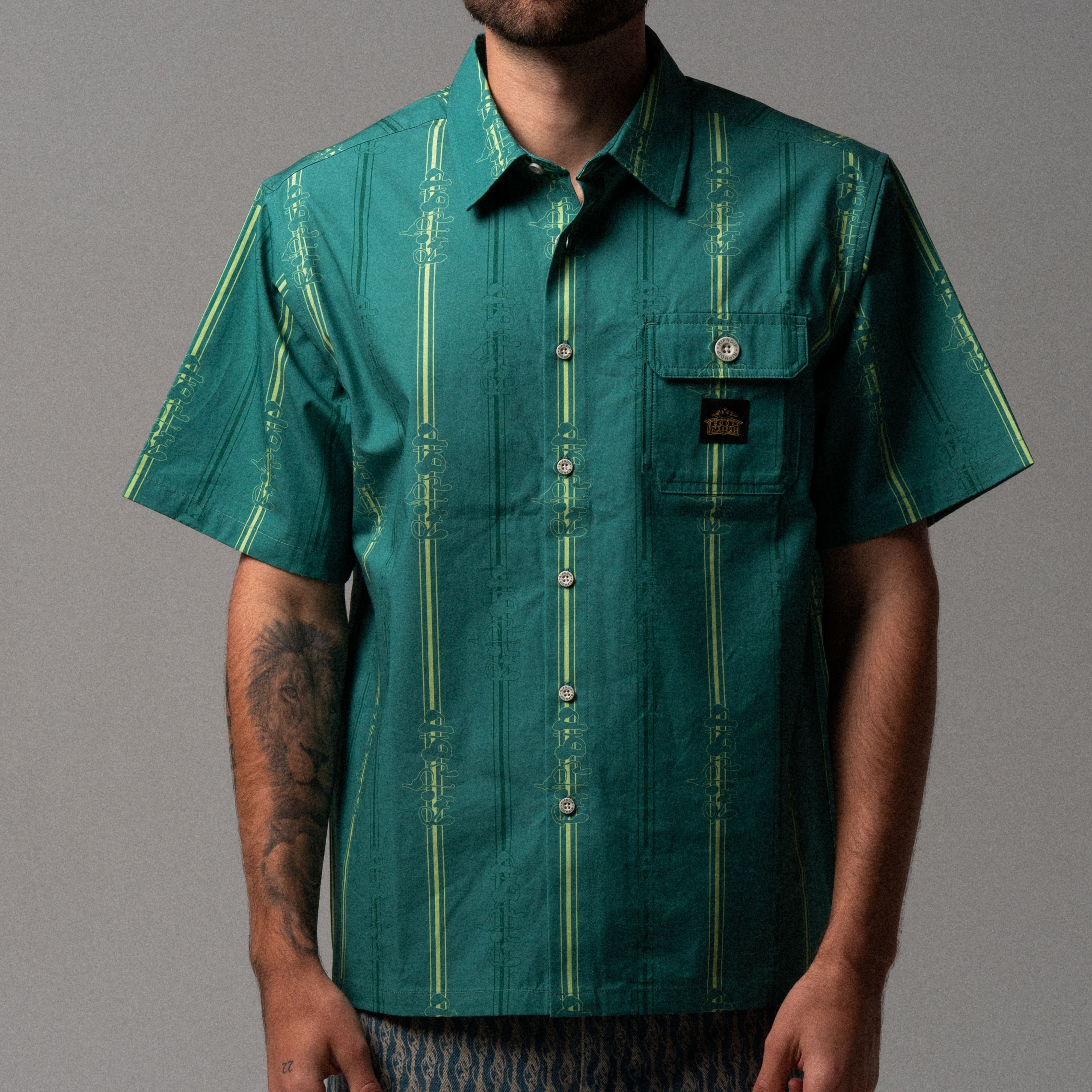 RIPNDIP Melted Striped Button Up (Teal)