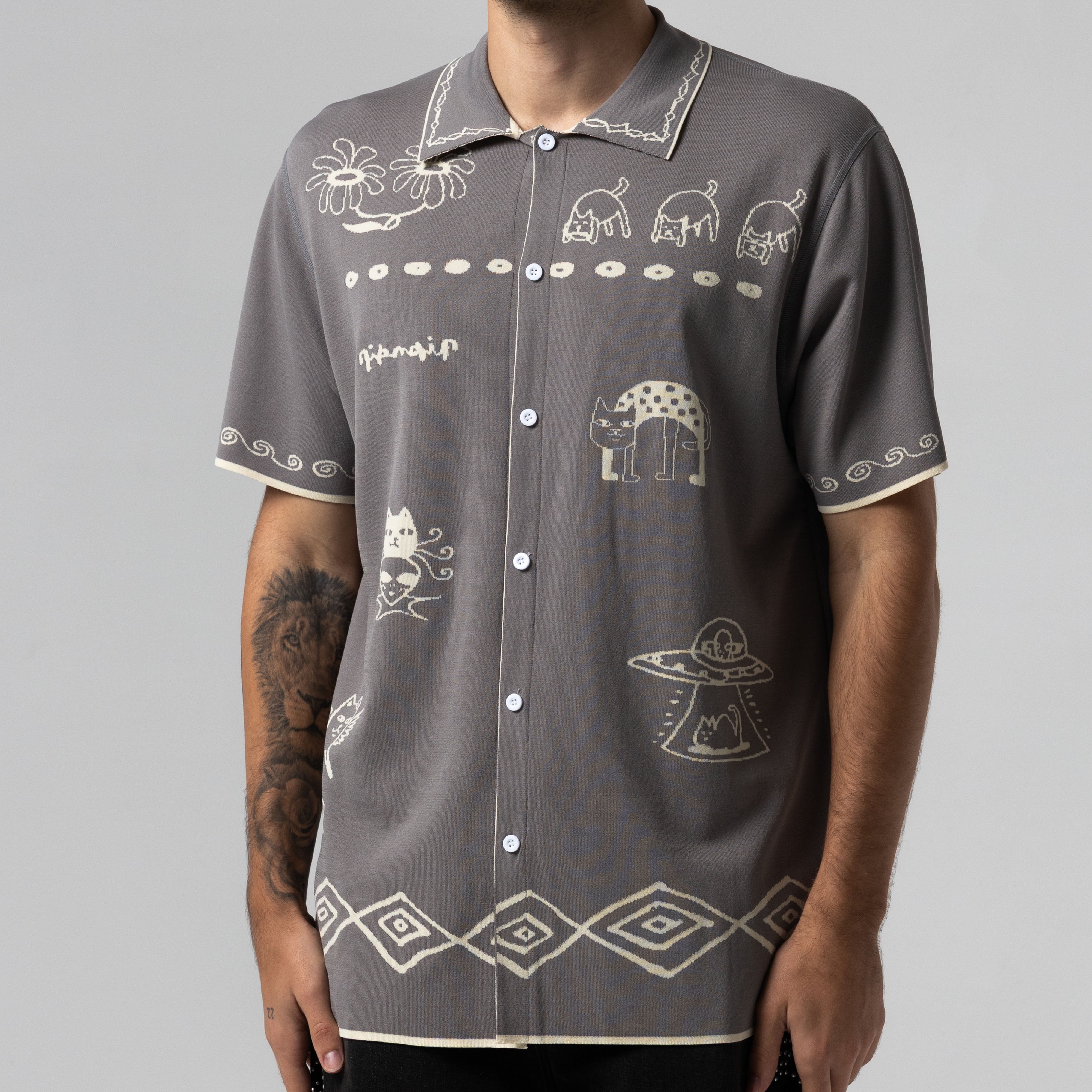 RIPNDIP Blonded Reversible Button Up (Sand / Charcoal)