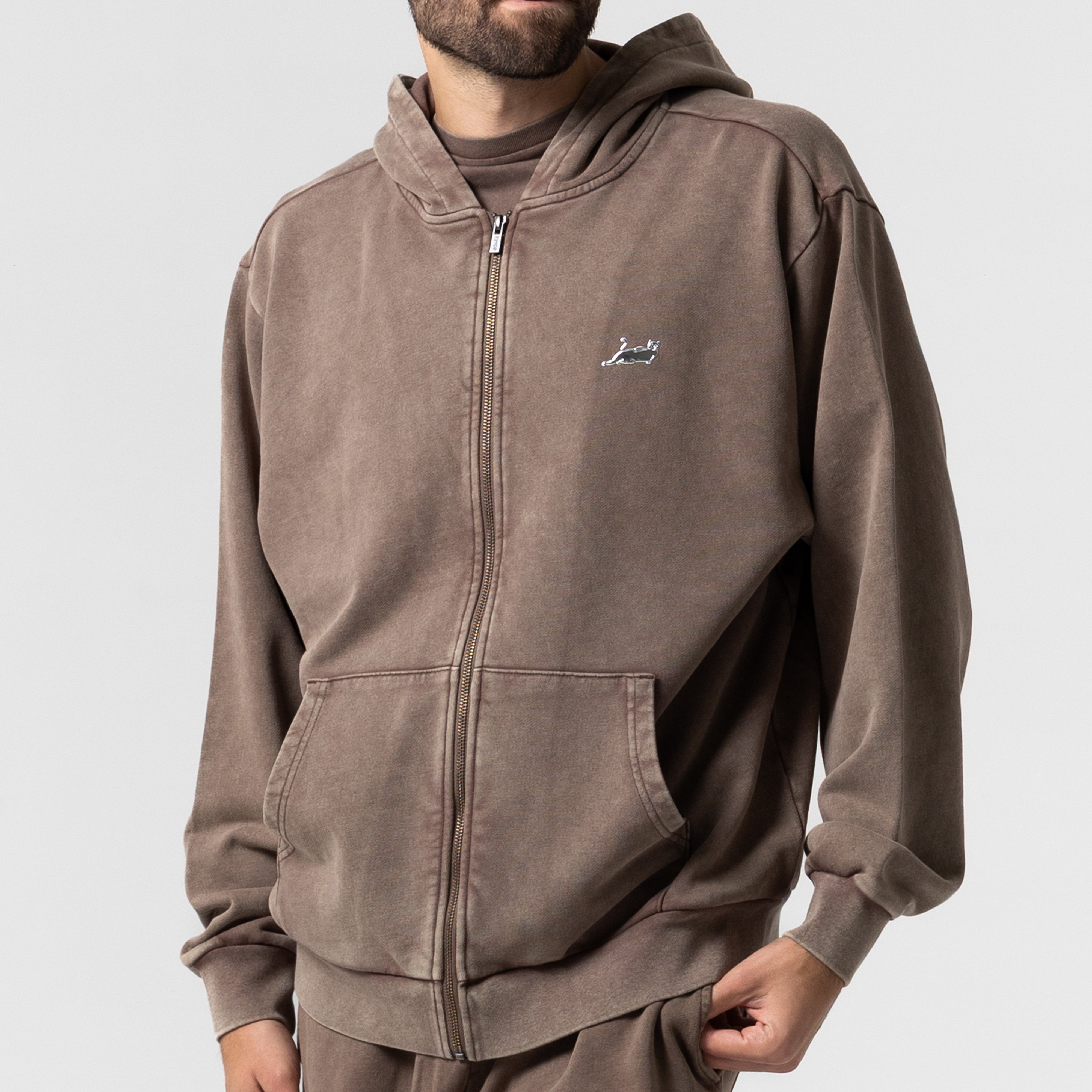 RIPNDIP Castanza Zip Up Hoodie (Brown Vintage Wash)