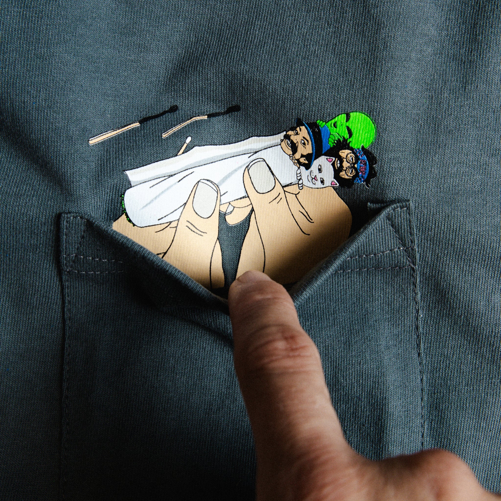 RIPNDIP Roll Me Up Pocket Tee (Charcoal)