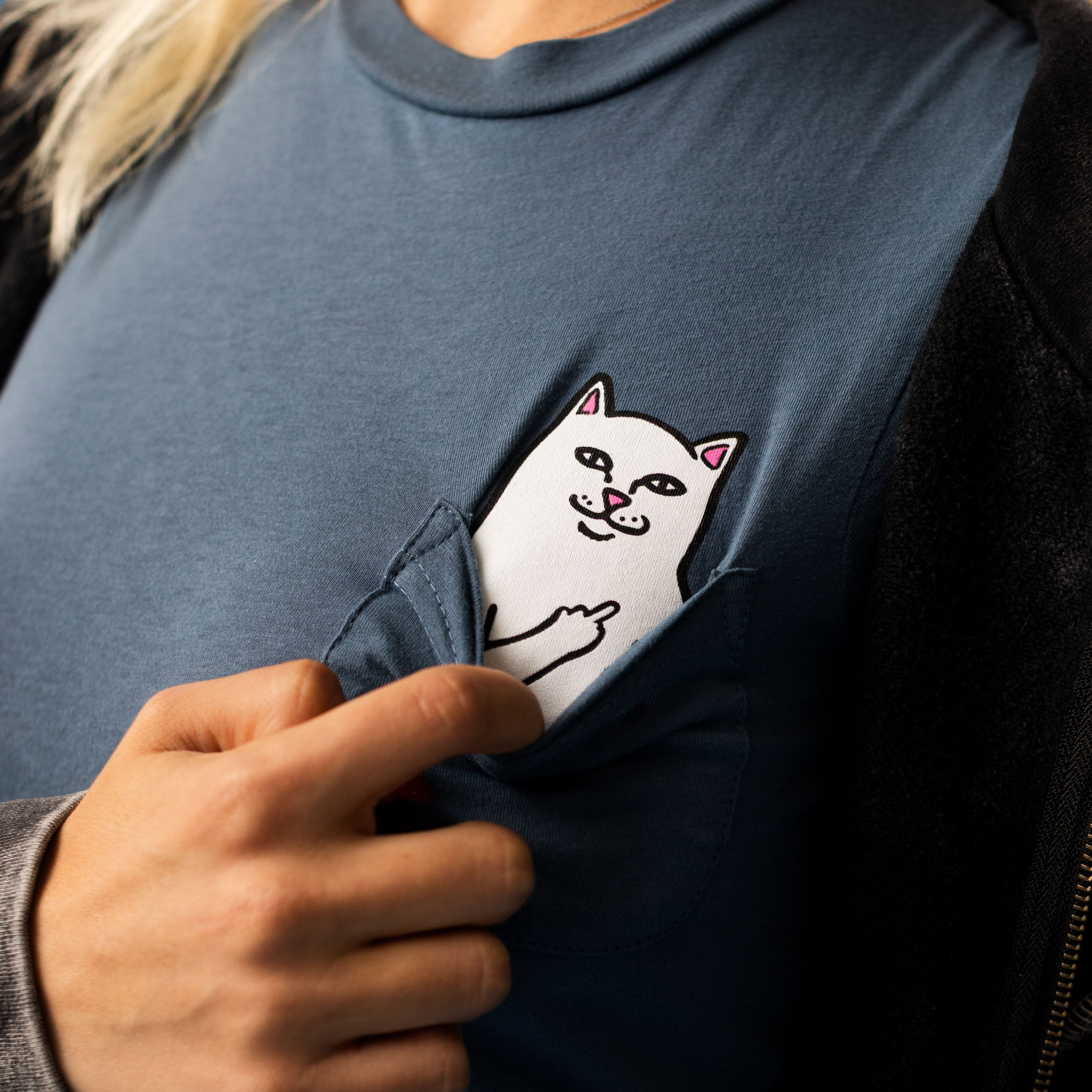 RIPNDIP Lord Nermal Cropped Baby Pocket Tee (Slate)