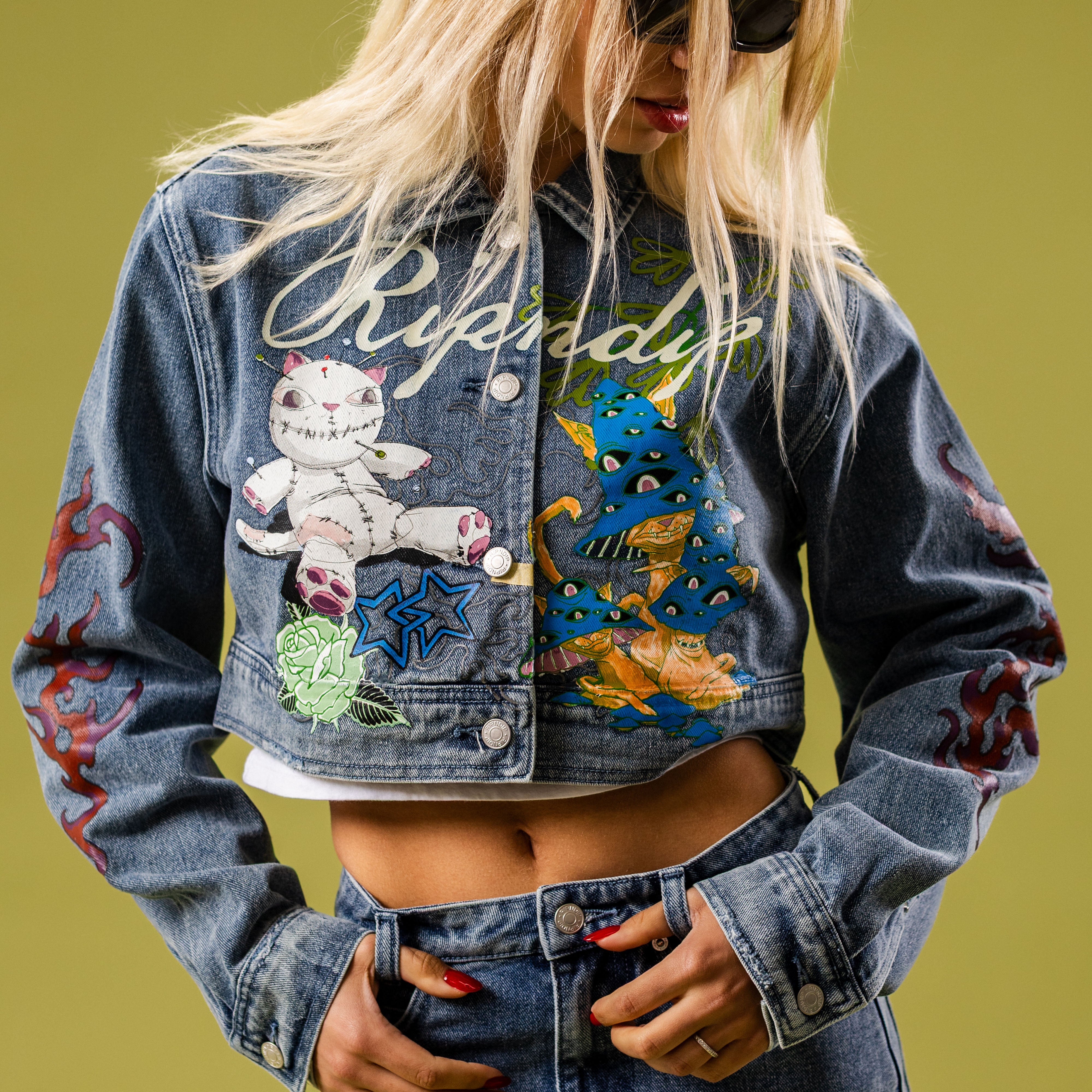 RIPNDIP Travis Cropped Denim Jacket (Light Wash)