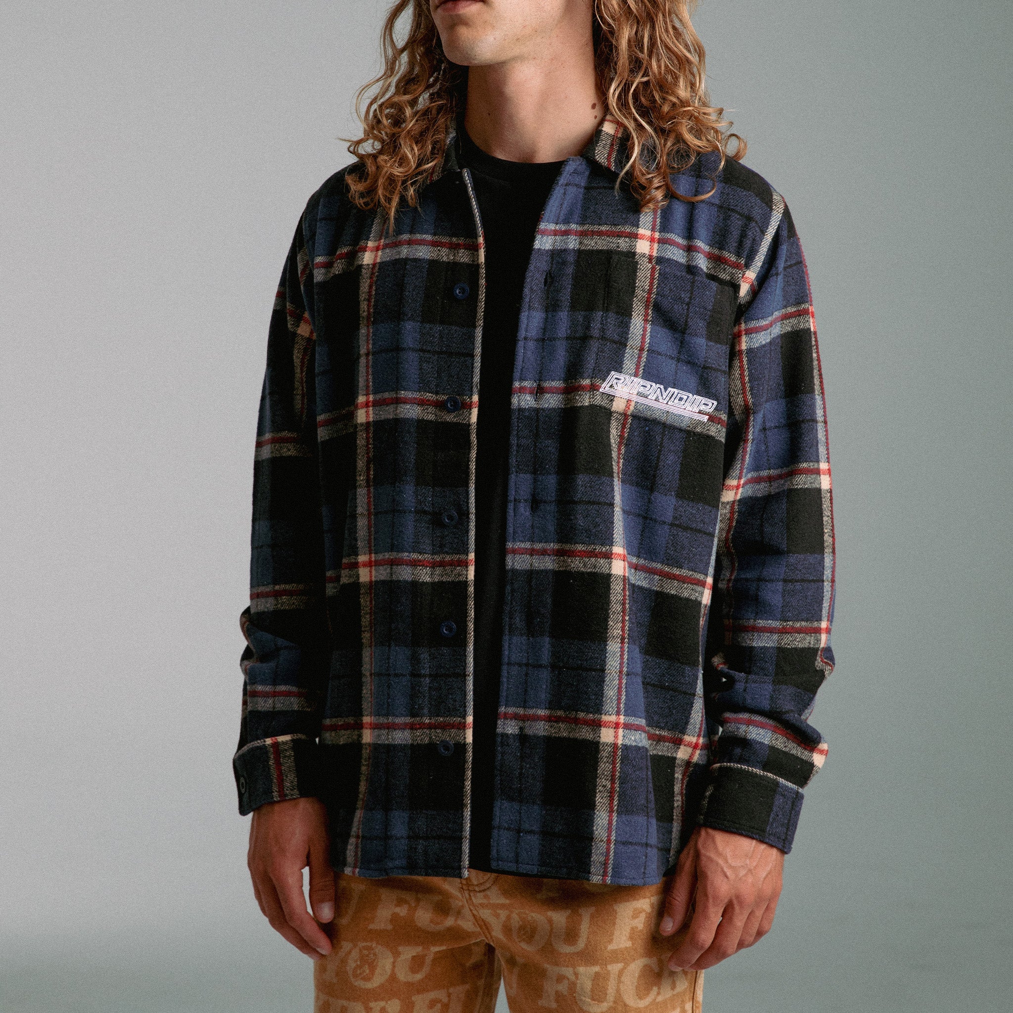 Robo Button Up Flannel (Navy)