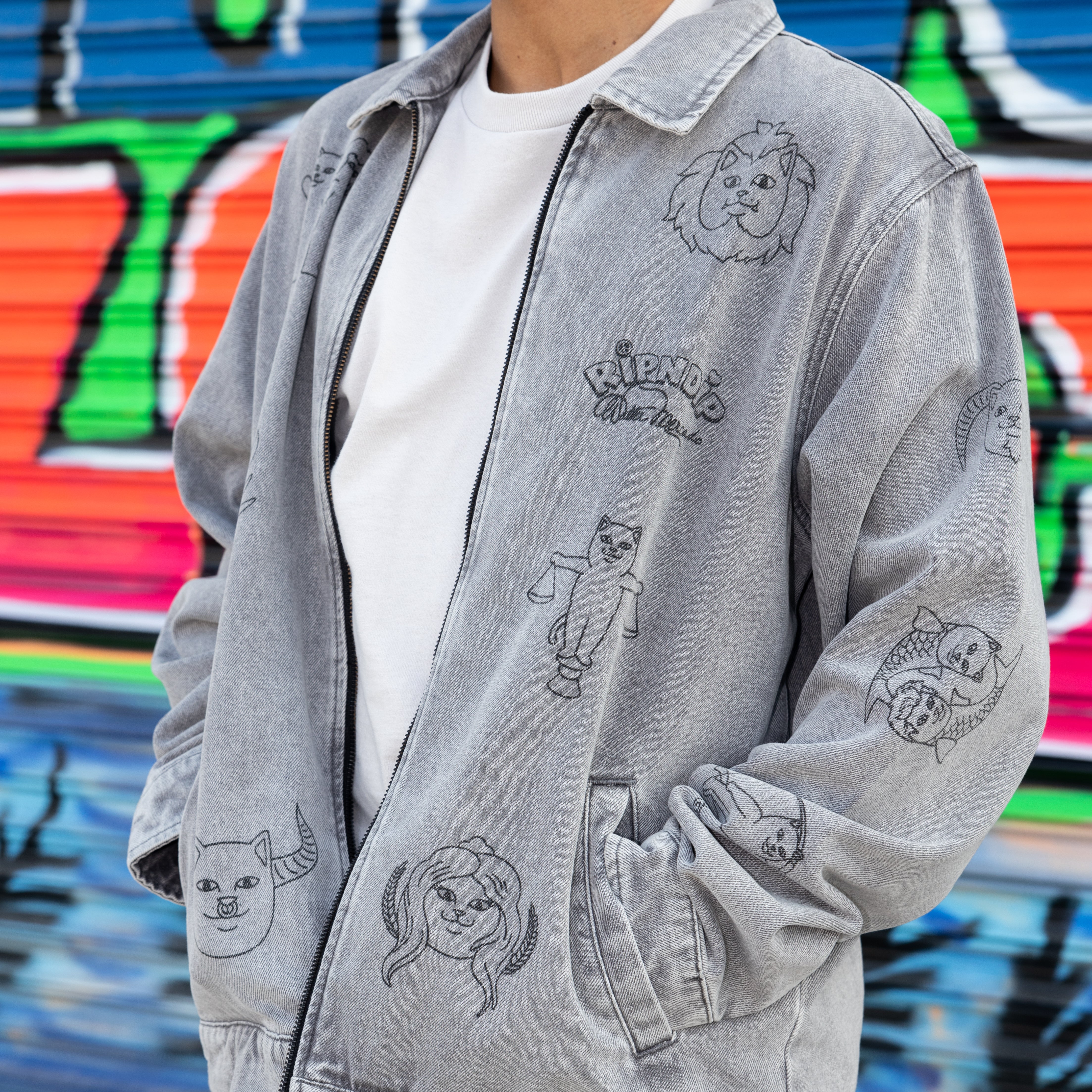 RIPNDIP Zodiac Mucho Work Jacket (Grey Mineral Wash)