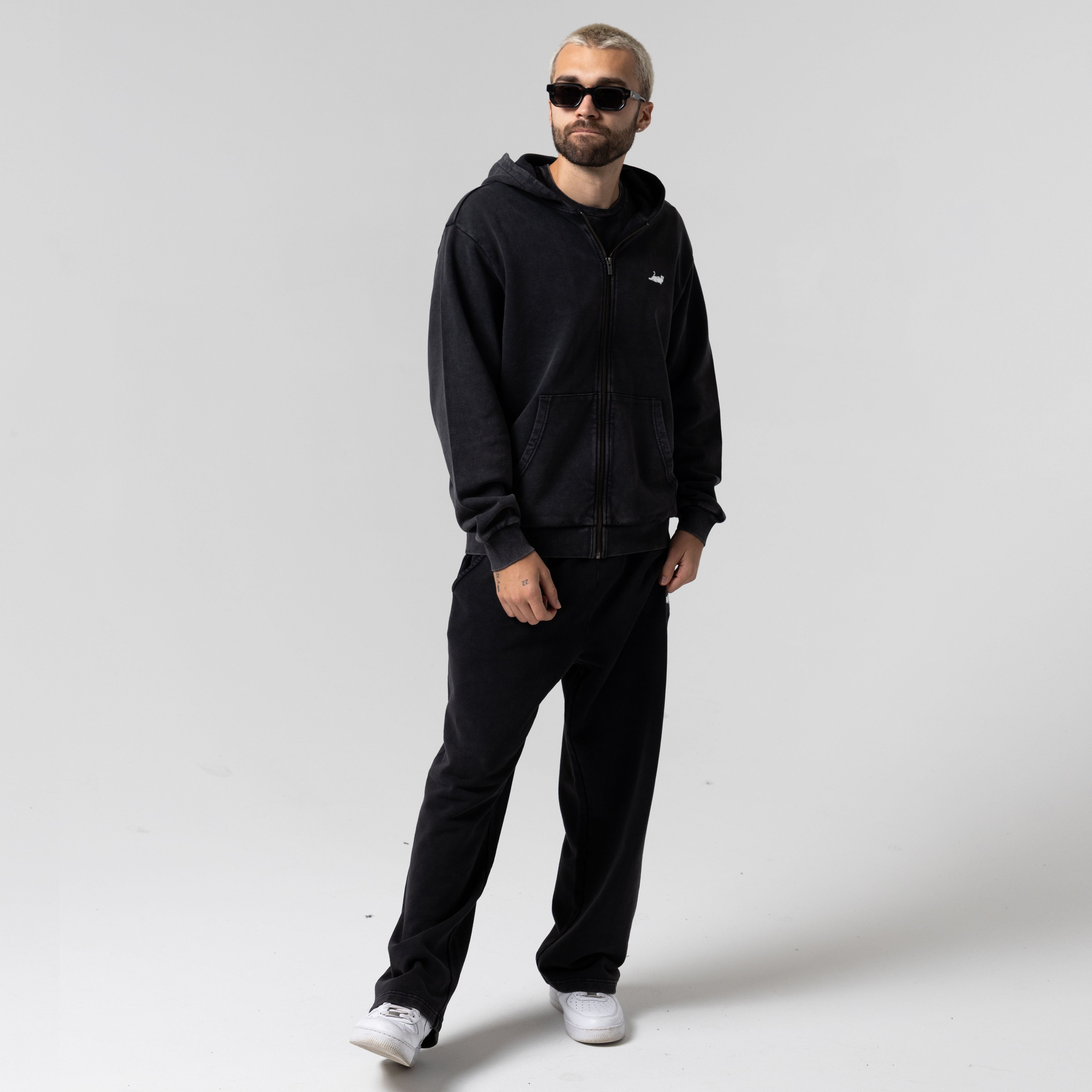 RIPNDIP Castanza Zip Up Hoodie (Black Vintage Wash)