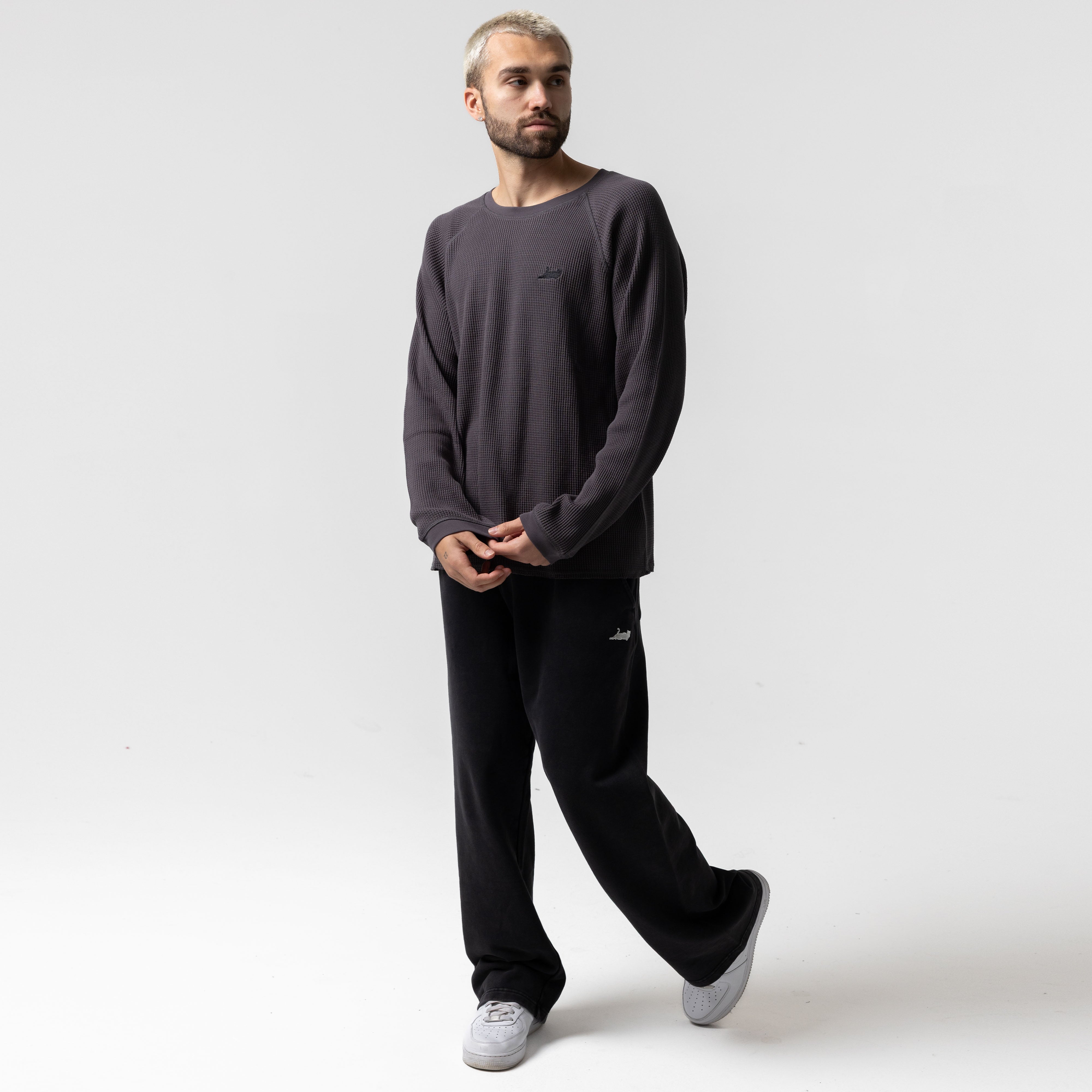 RIPNDIP Castanza Waffle Knit Long Sleeve (Charcoal)