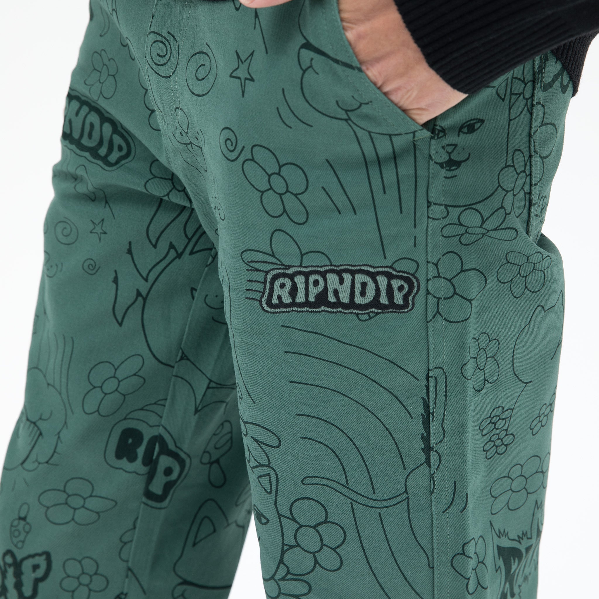 Scribble Cotton Twill Pants (Forest Green)