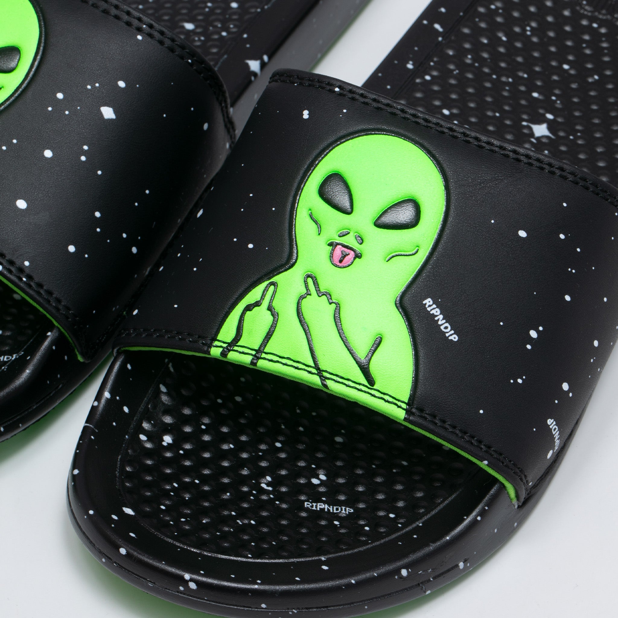 We Out Here Slides (Black/Neon Green)